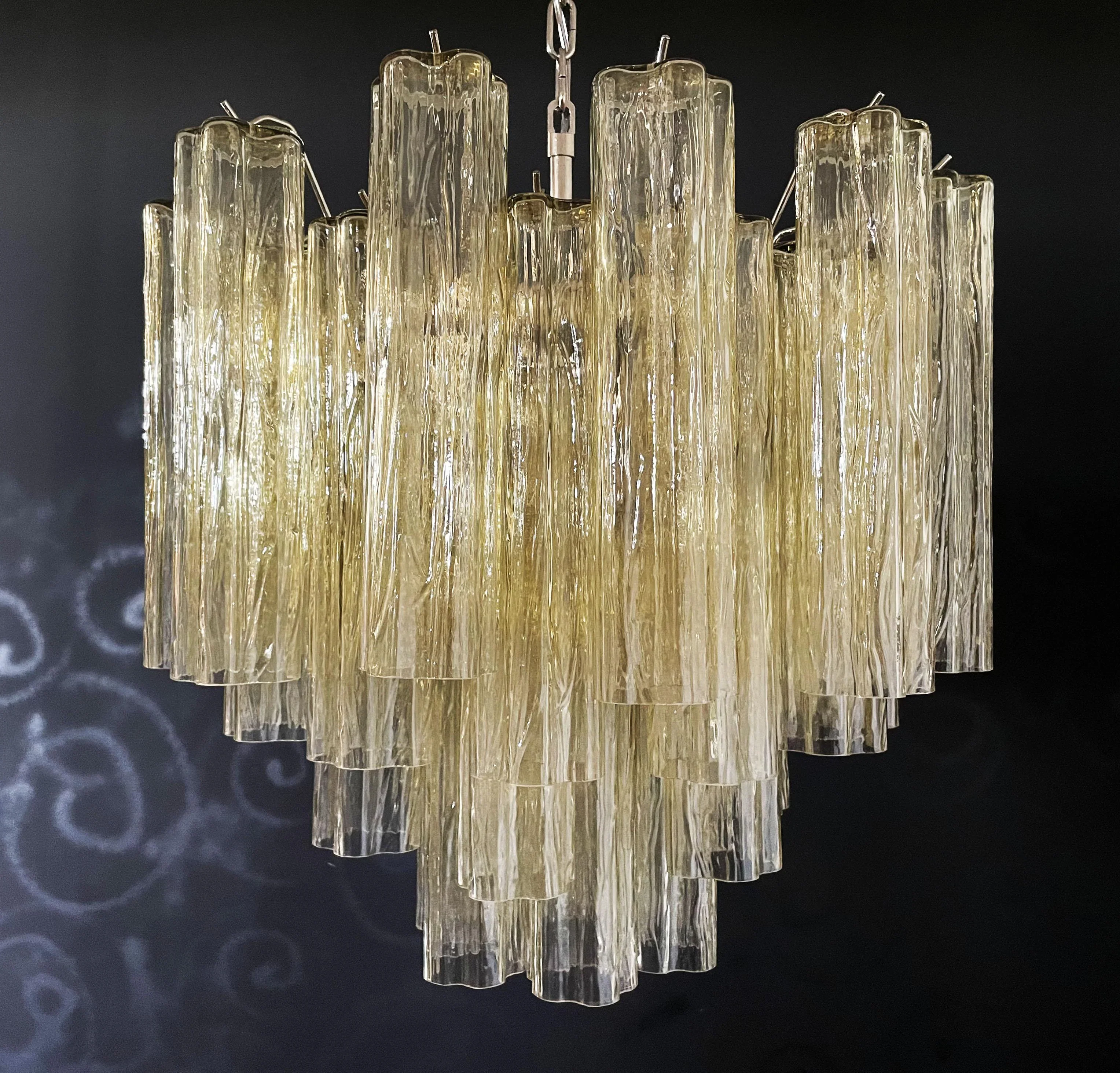 Fantastic Murano Amber Glass Tube Chandelier - Image 13