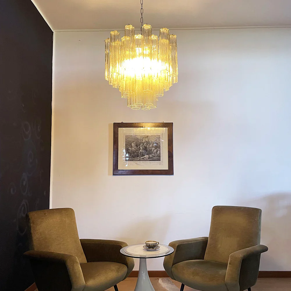 Fantastic Murano Amber Glass Tube Chandelier - Image 2