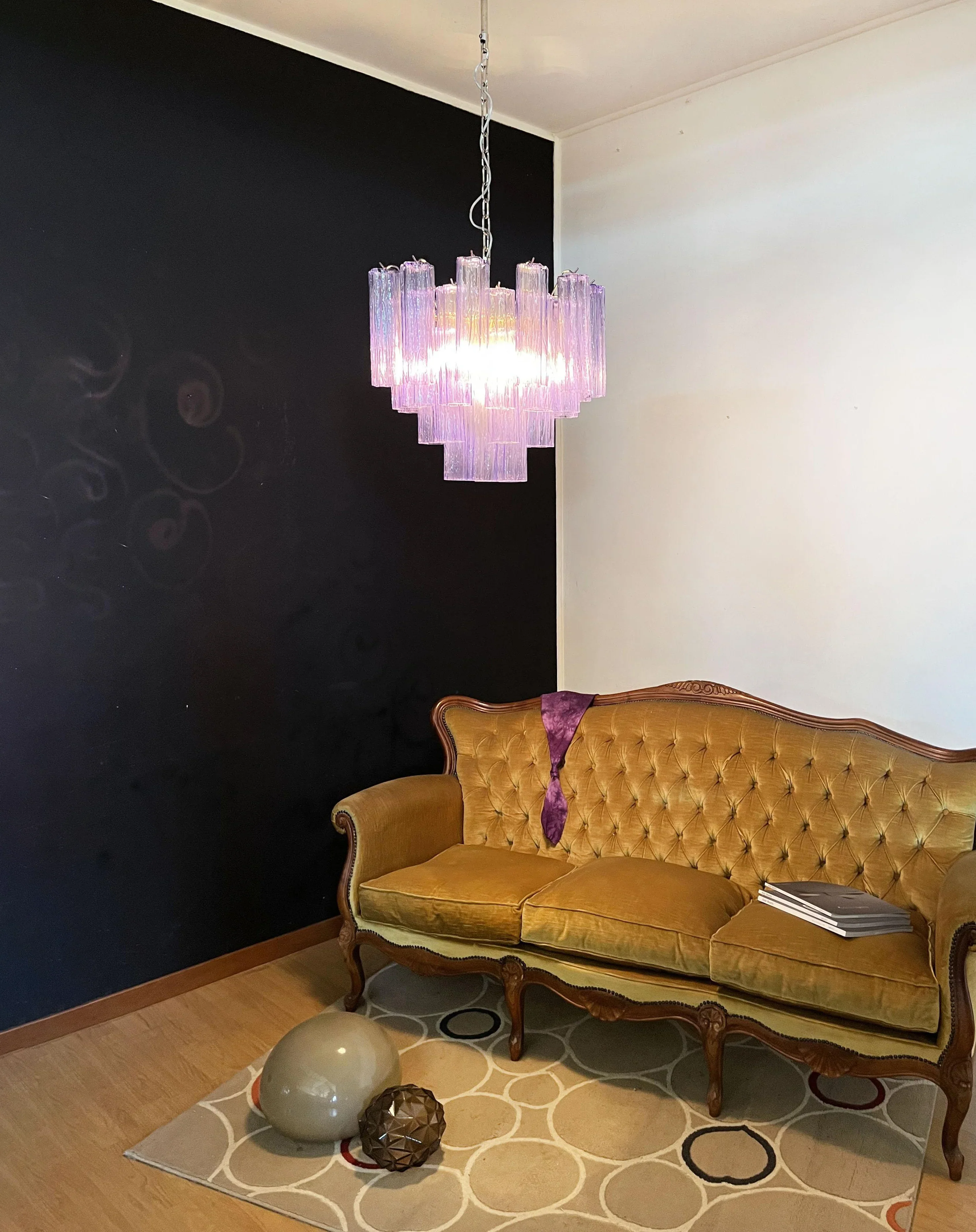 Fantastic Murano Amethyst Glass Tube Chandelier - Image 10