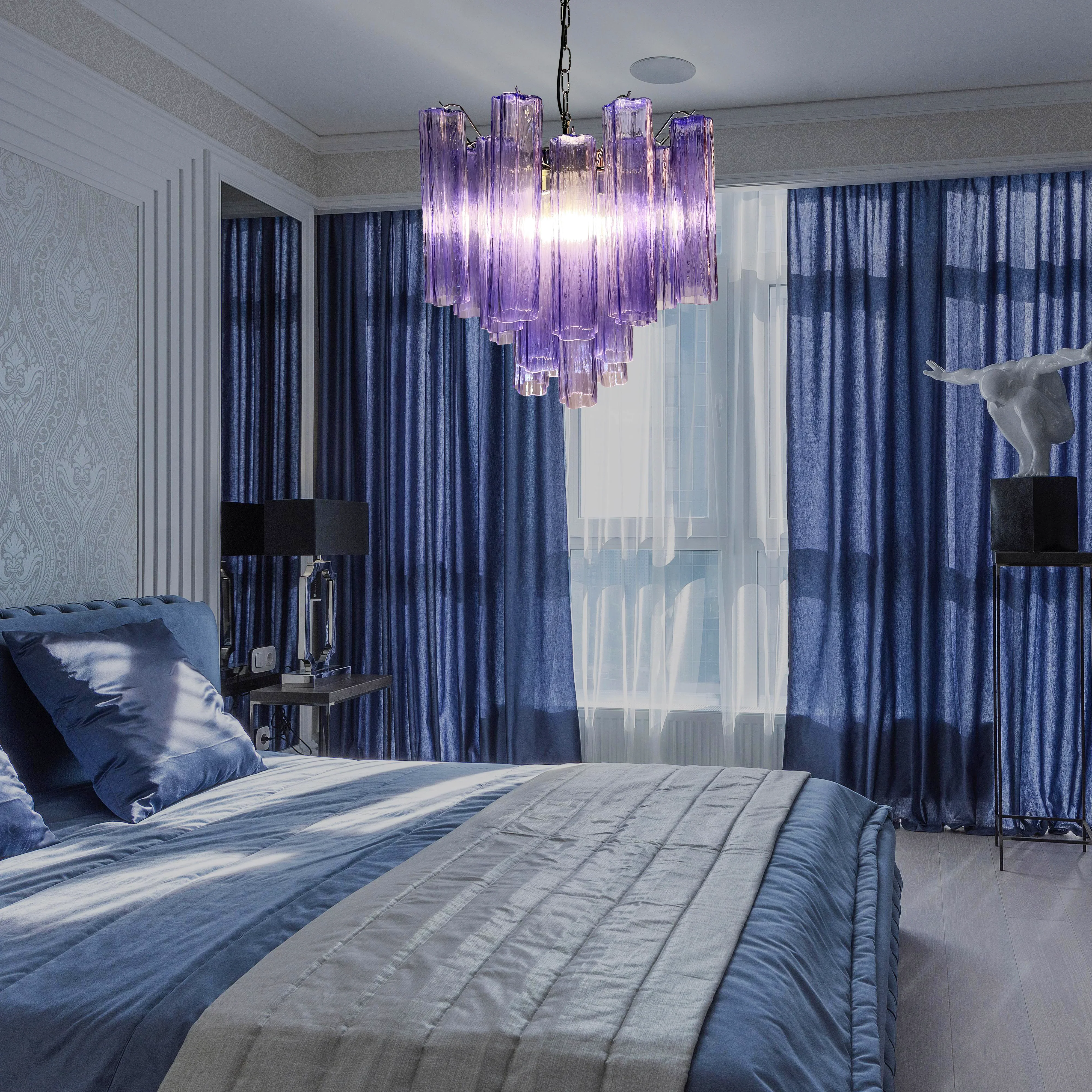 Fantastic Murano Amethyst Glass Tube Chandelier - Image 17