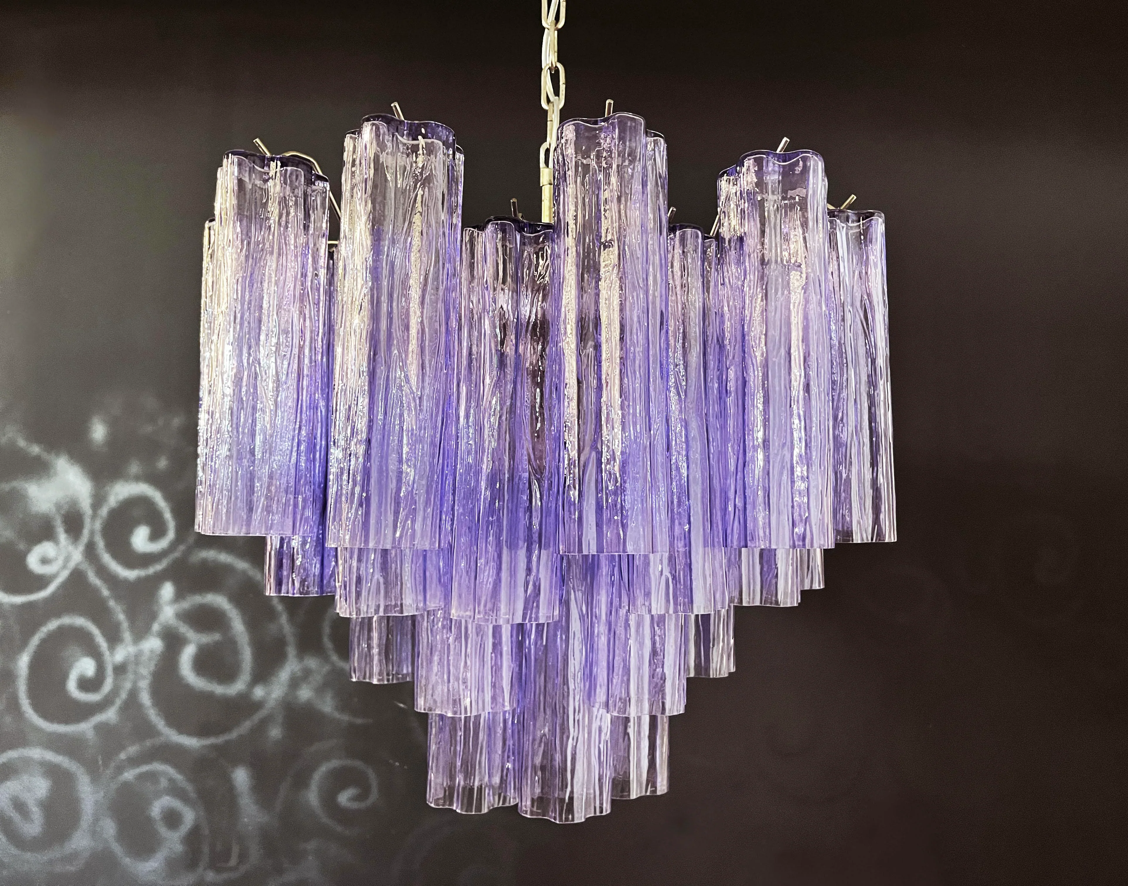 Fantastic Murano Amethyst Glass Tube Chandelier - Image 19