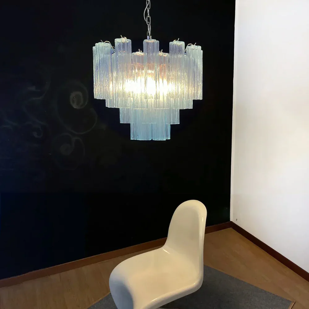 Fantastic Murano Blue Glass Tube Chandelier - Image 2
