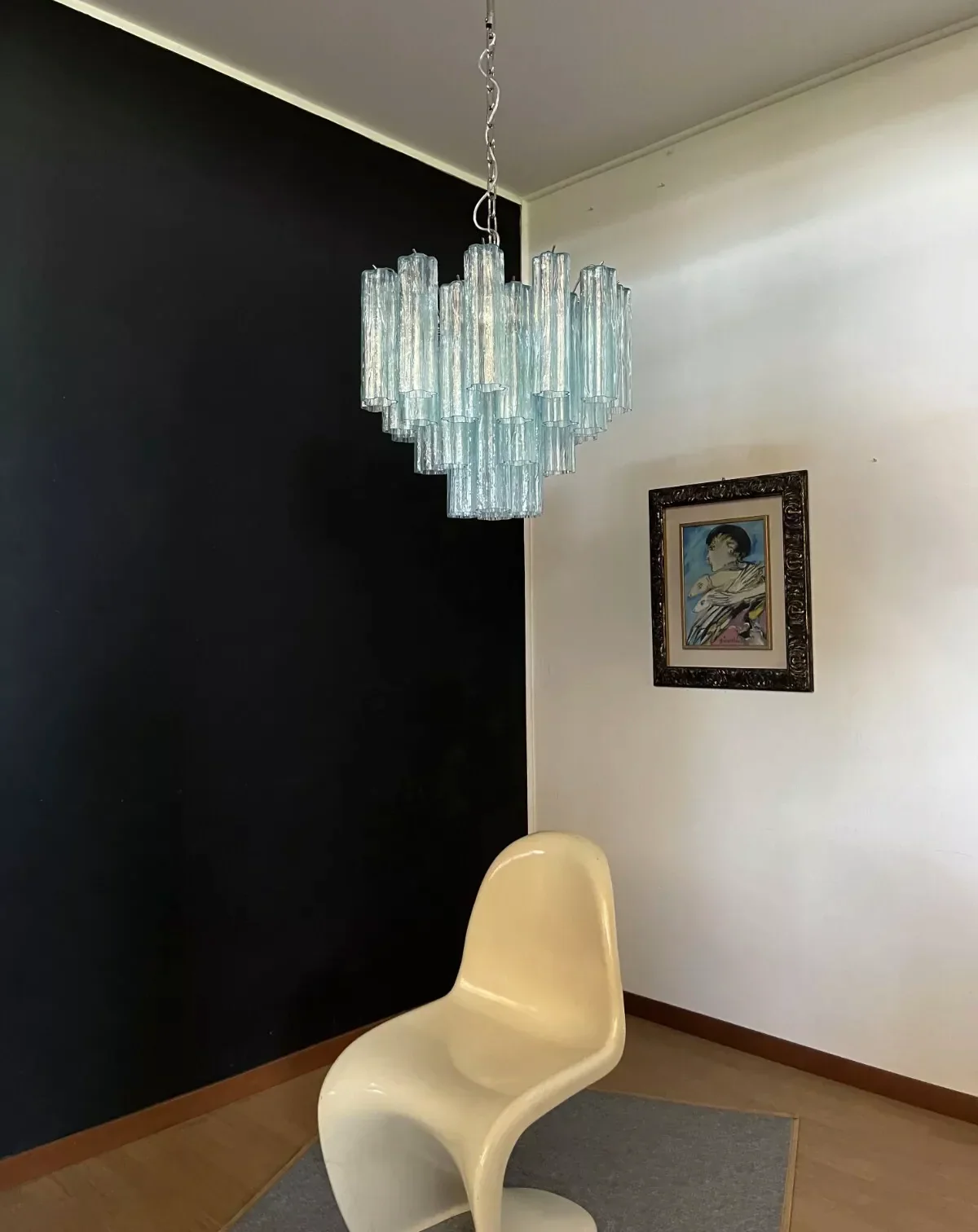 Fantastic Murano Blue Glass Tube Chandelier - Image 3