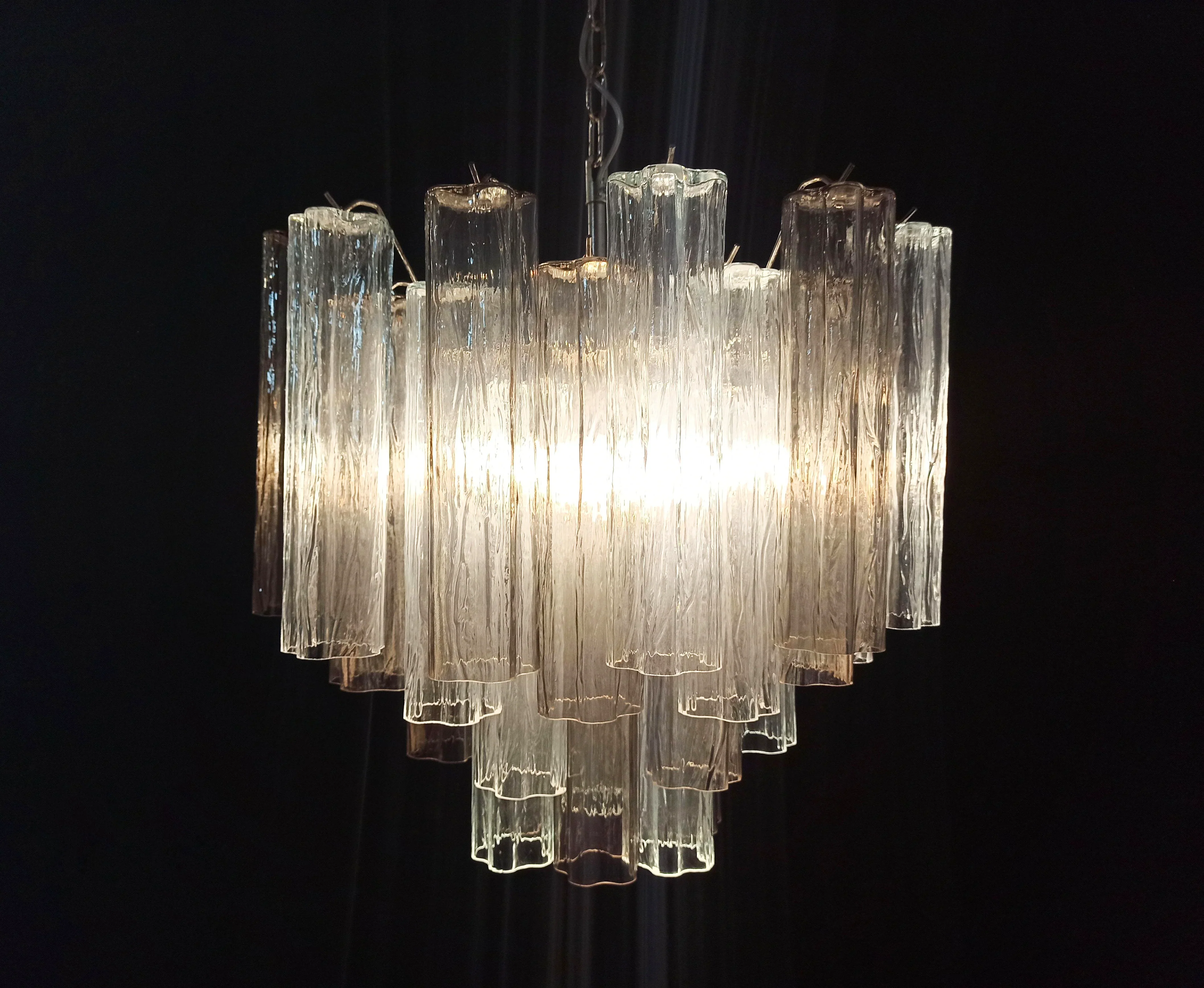 Fantastic Murano Smoked Glass Tube Chandelier - Image 10