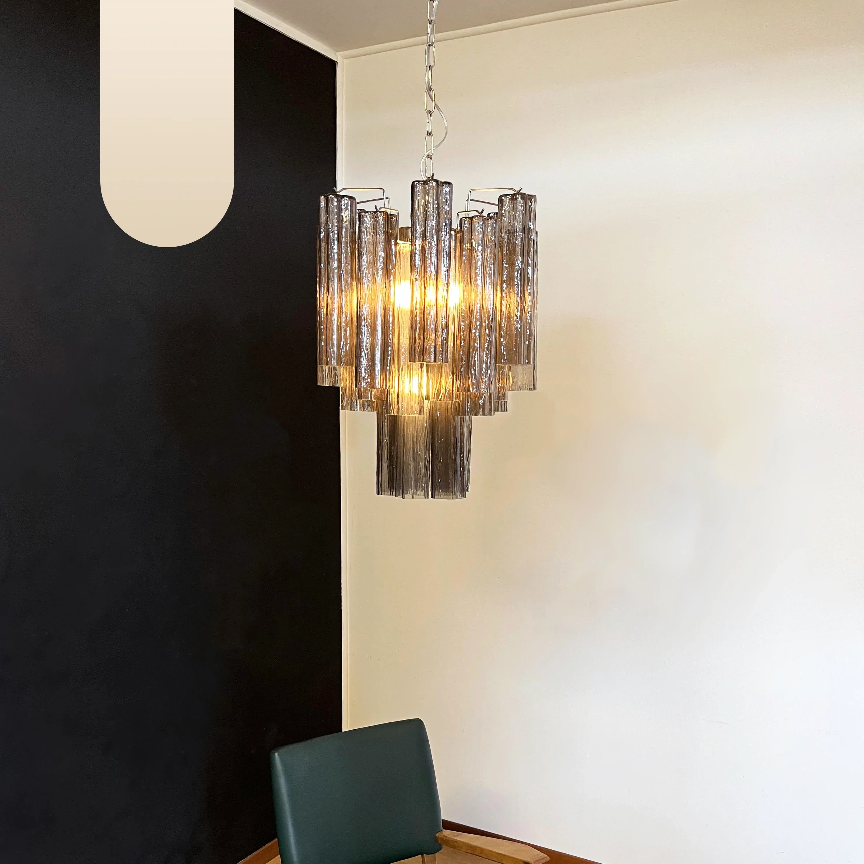 Fantastic Smoked Murano Glass Tube Chandelier - Image 19