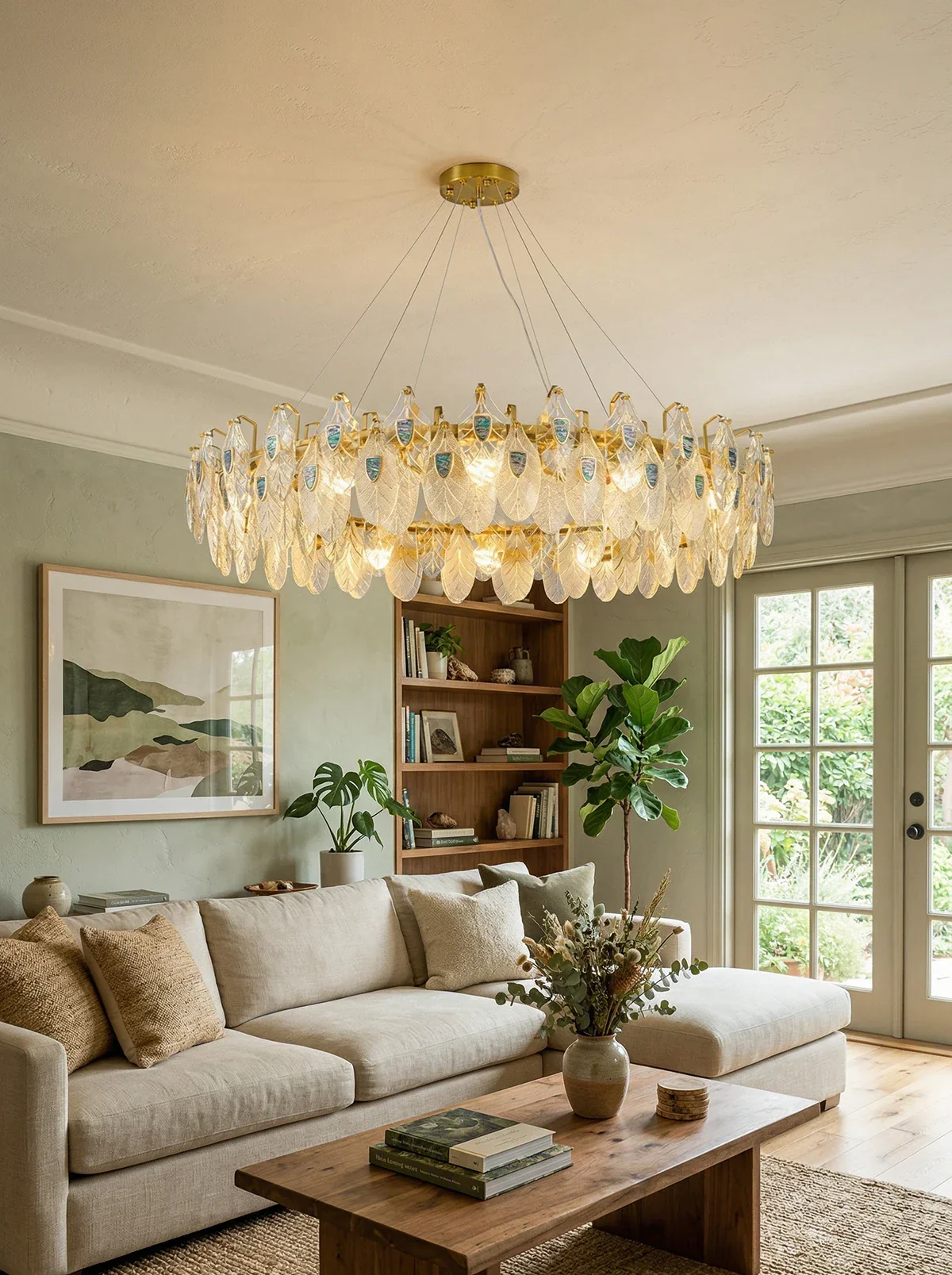 Feather Crystal Abalone Chandelier - Image 2