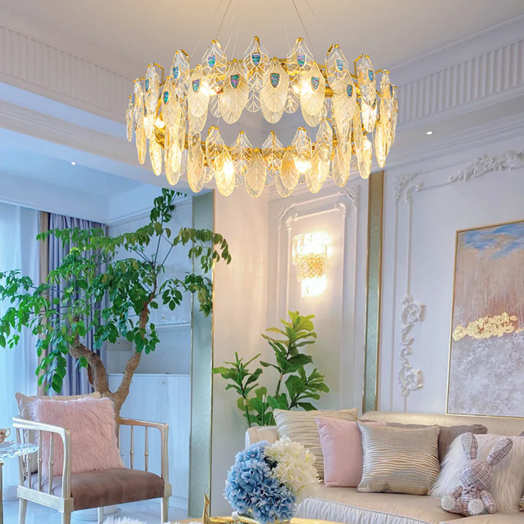 Feather Crystal Abalone Chandelier - Image 5