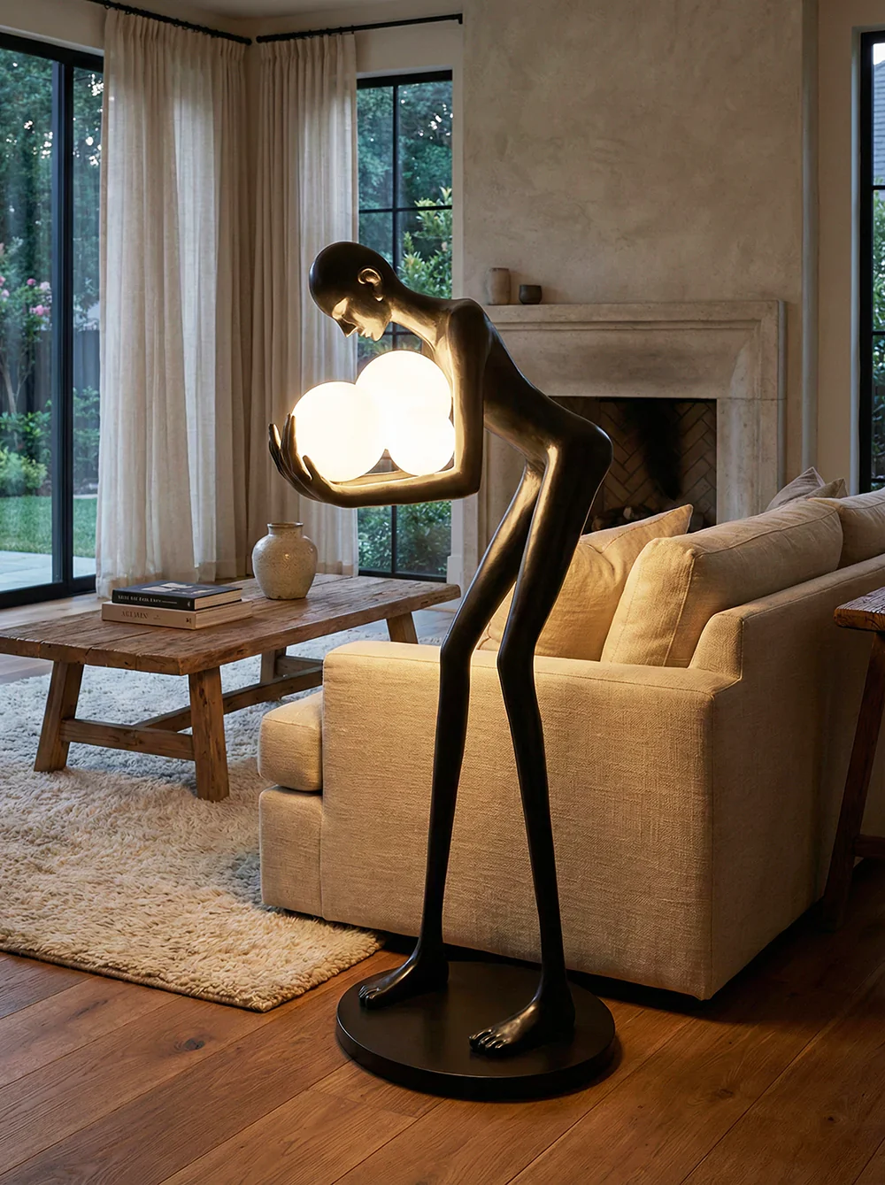 Figure Holding Ball Sculpture Floor Lamp - Image 2