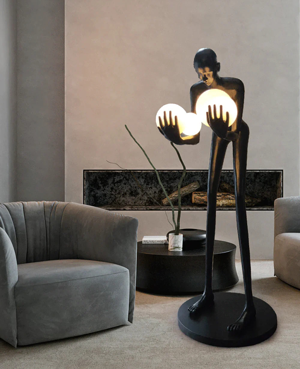 Figure Holding Ball Sculpture Floor Lamp - Image 7