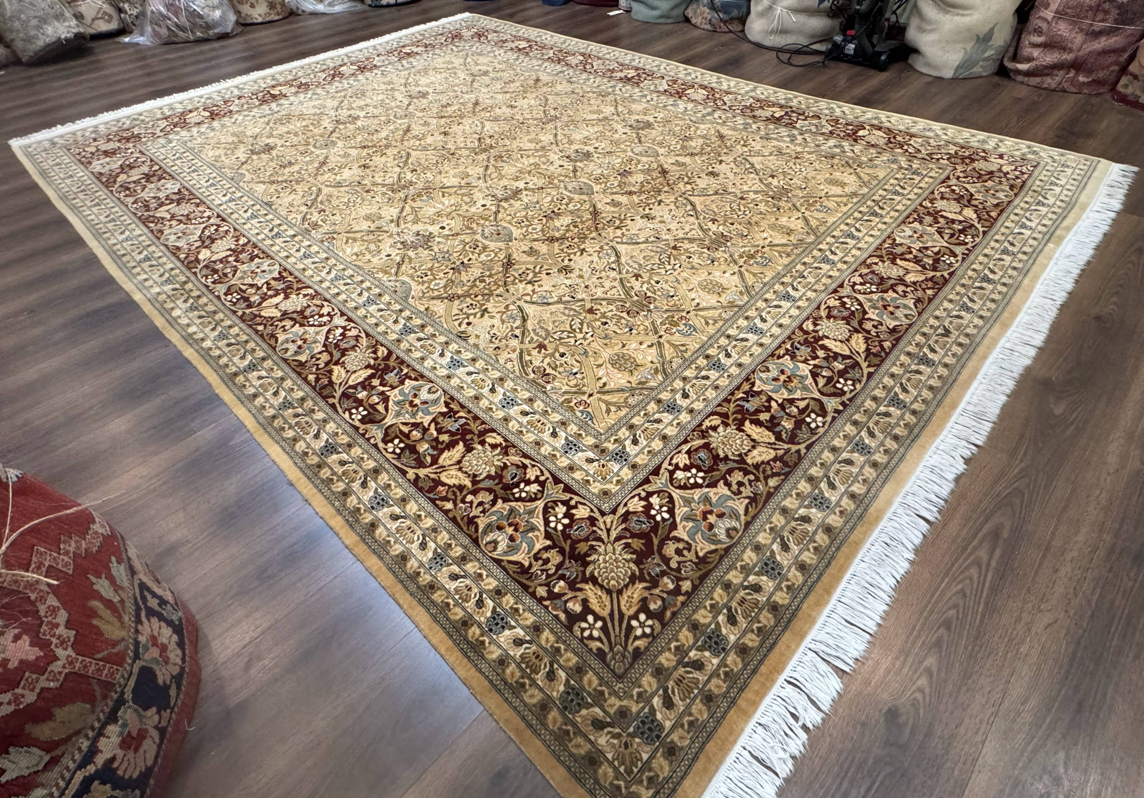 Fine Pak Persian Rug 9x12, Gold and Wine Red, Panel Design, 330 KPSI - Image 12