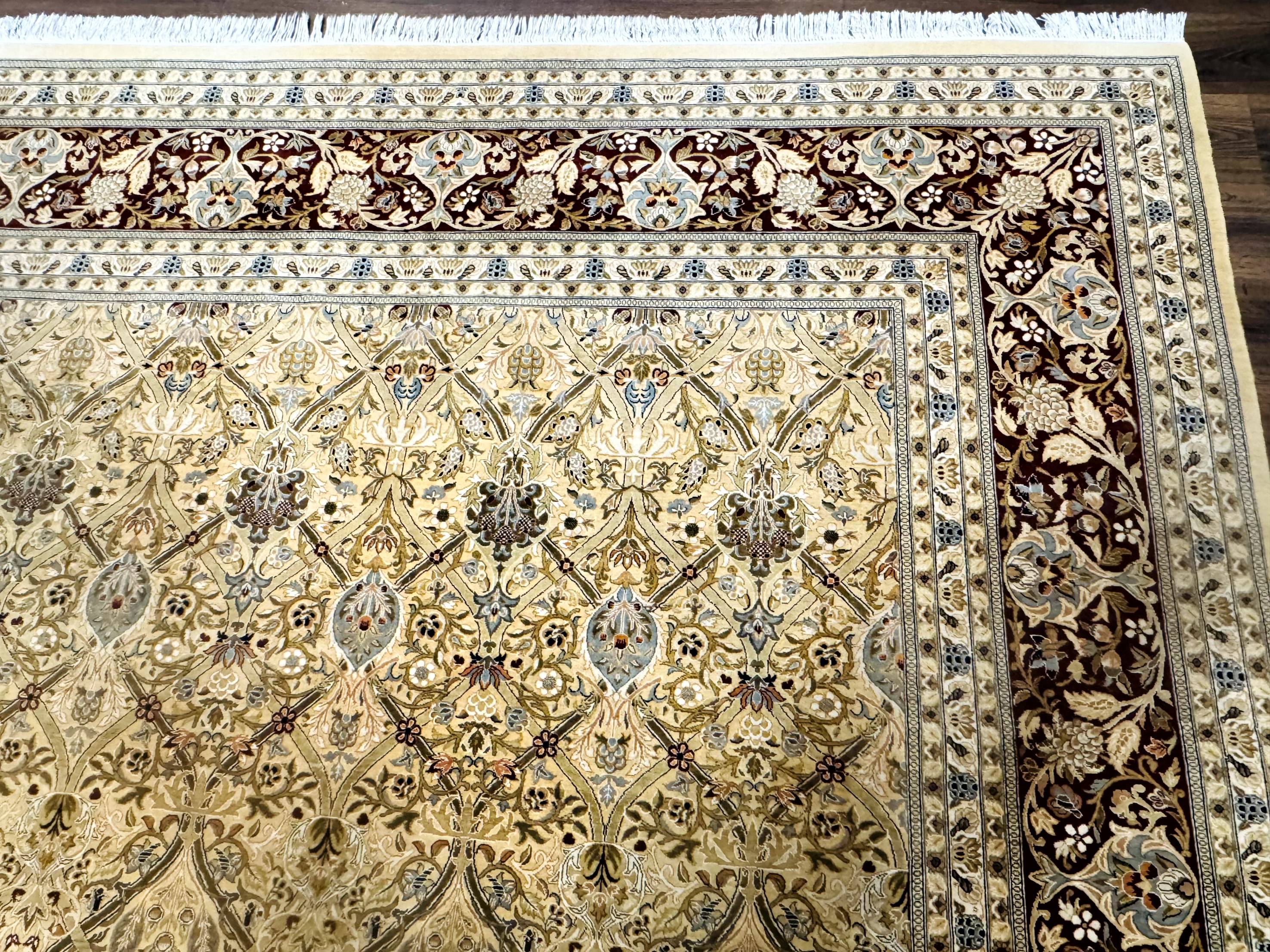 Fine Pak Persian Rug 9x12, Gold and Wine Red, Panel Design, 330 KPSI - Image 7