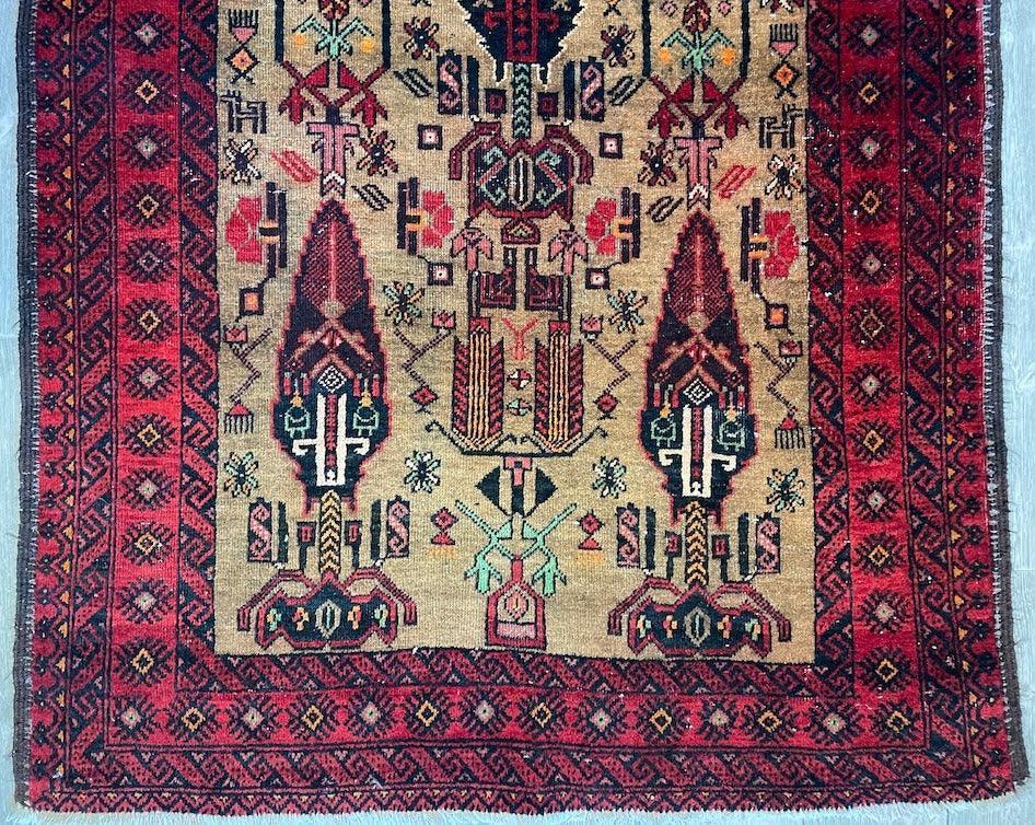 Fine Vintage Wool Baluch Rug 6x4 ft - Image 6