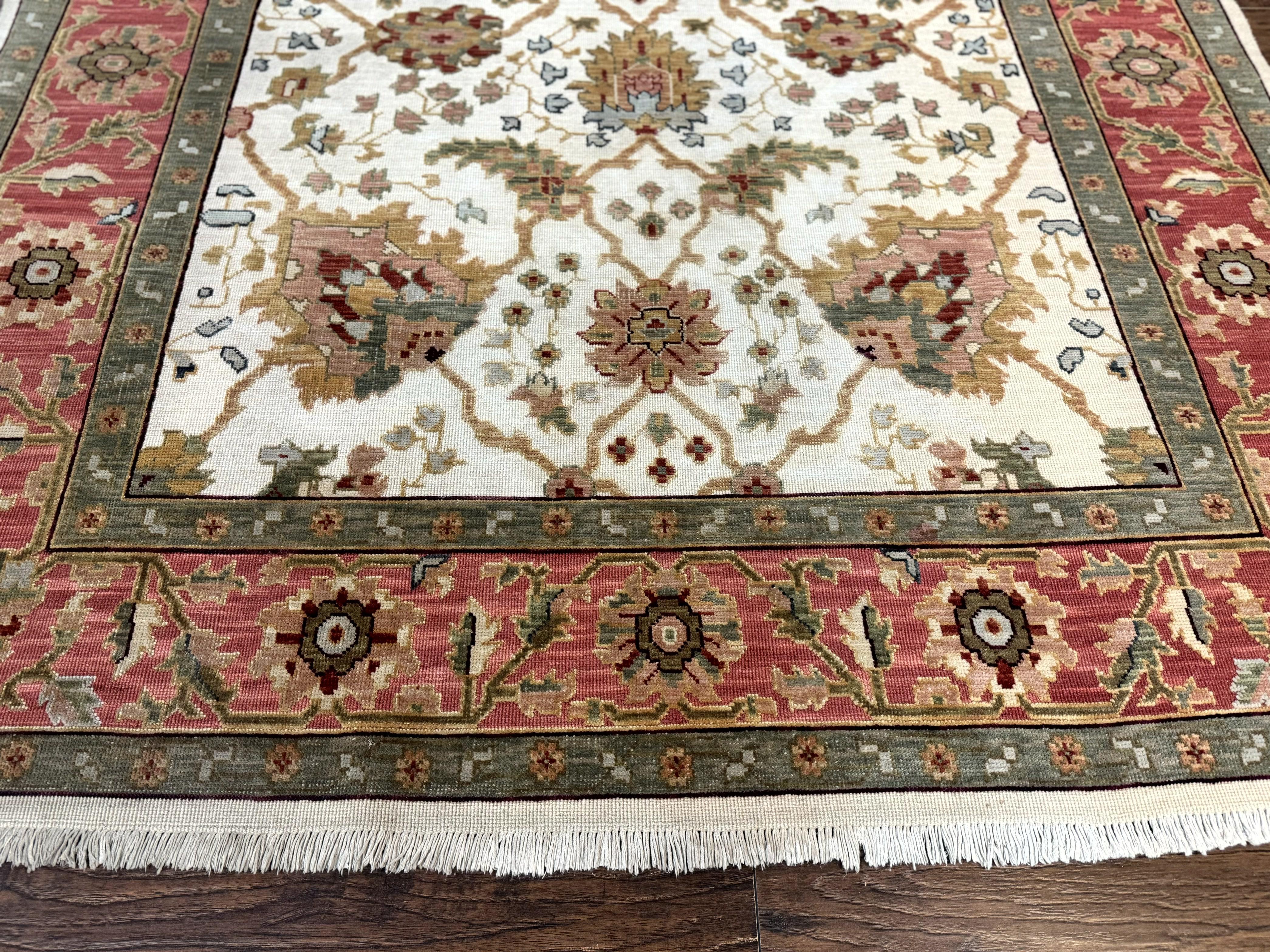Flatweave Soumak Rug 6x9, Nourison Rug, Wool Handmade, Floral, Ivory - Image 5