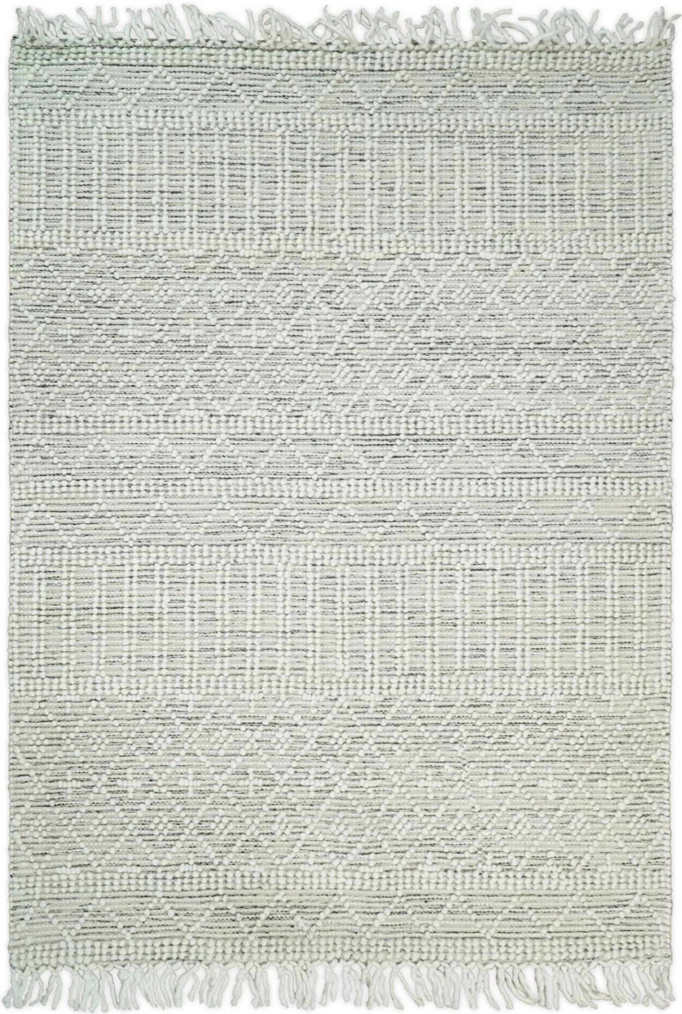 Modern Geometrical White Dhurrie Wool Area Rug - Image 10