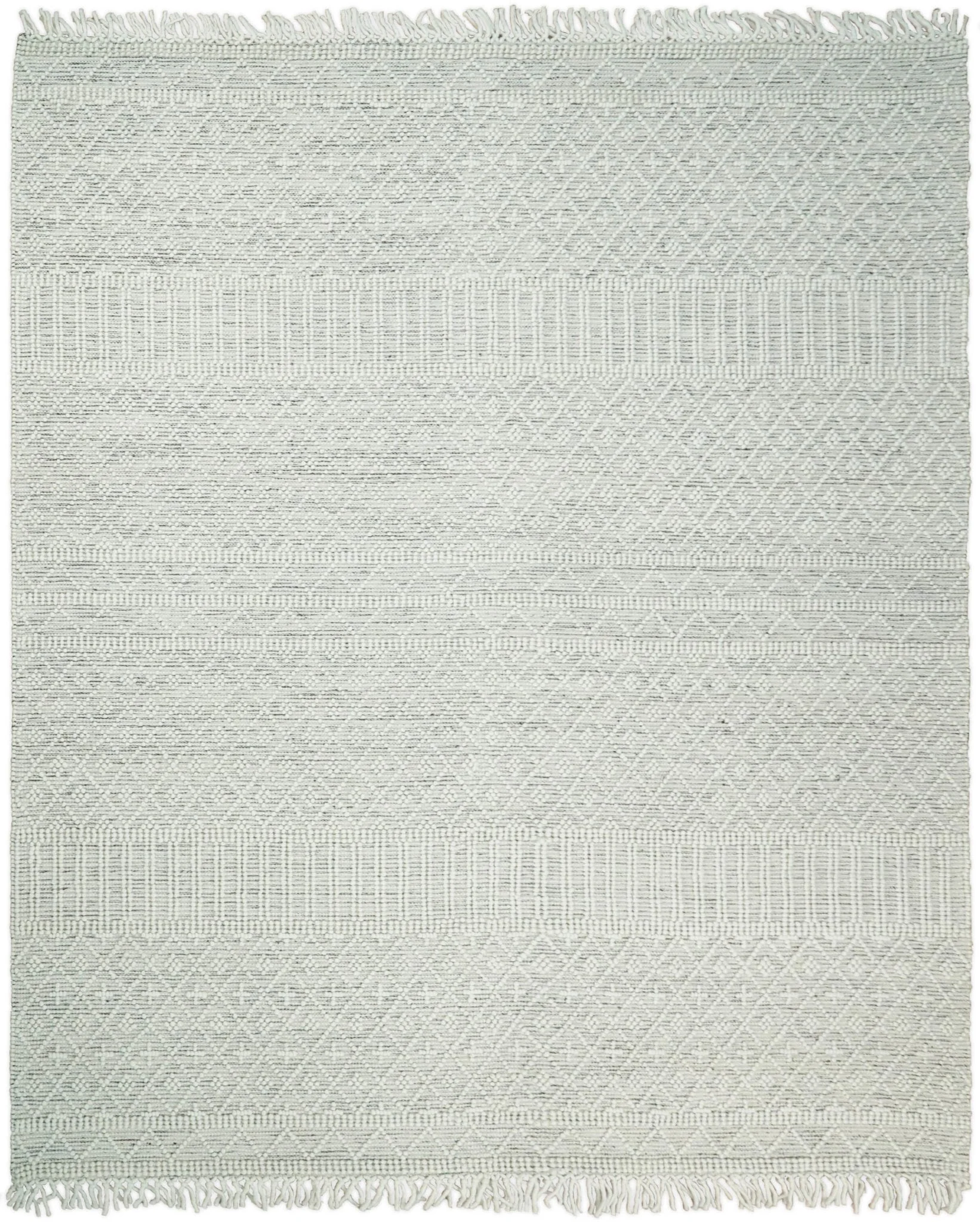 Modern Geometrical White Dhurrie Wool Area Rug - Image 2