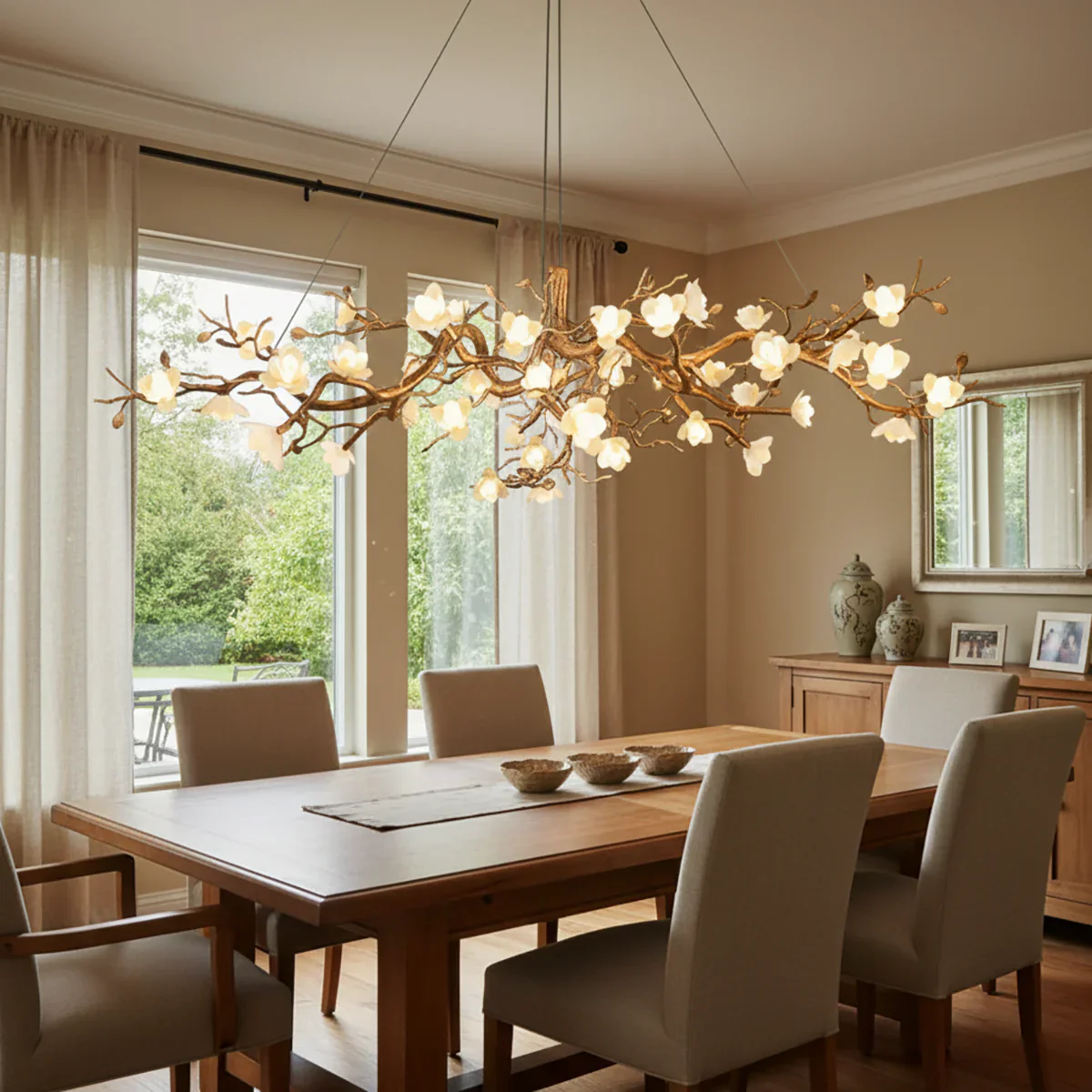 Flower Bloom Branch Brass Chandelier - Image 10