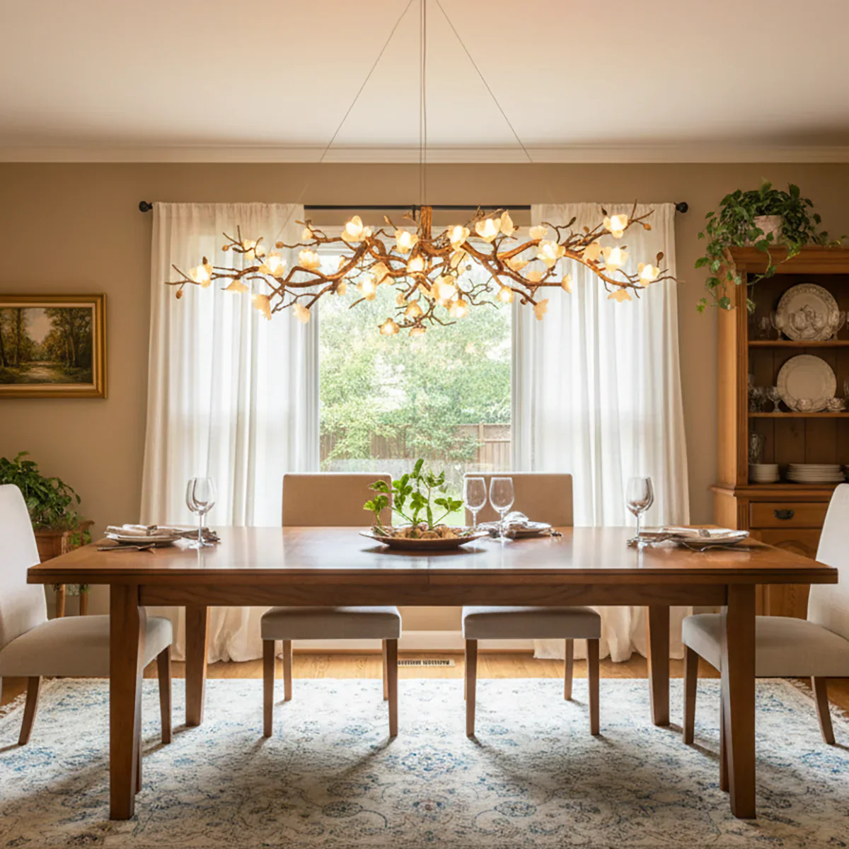 Flower Bloom Branch Brass Chandelier - Image 11