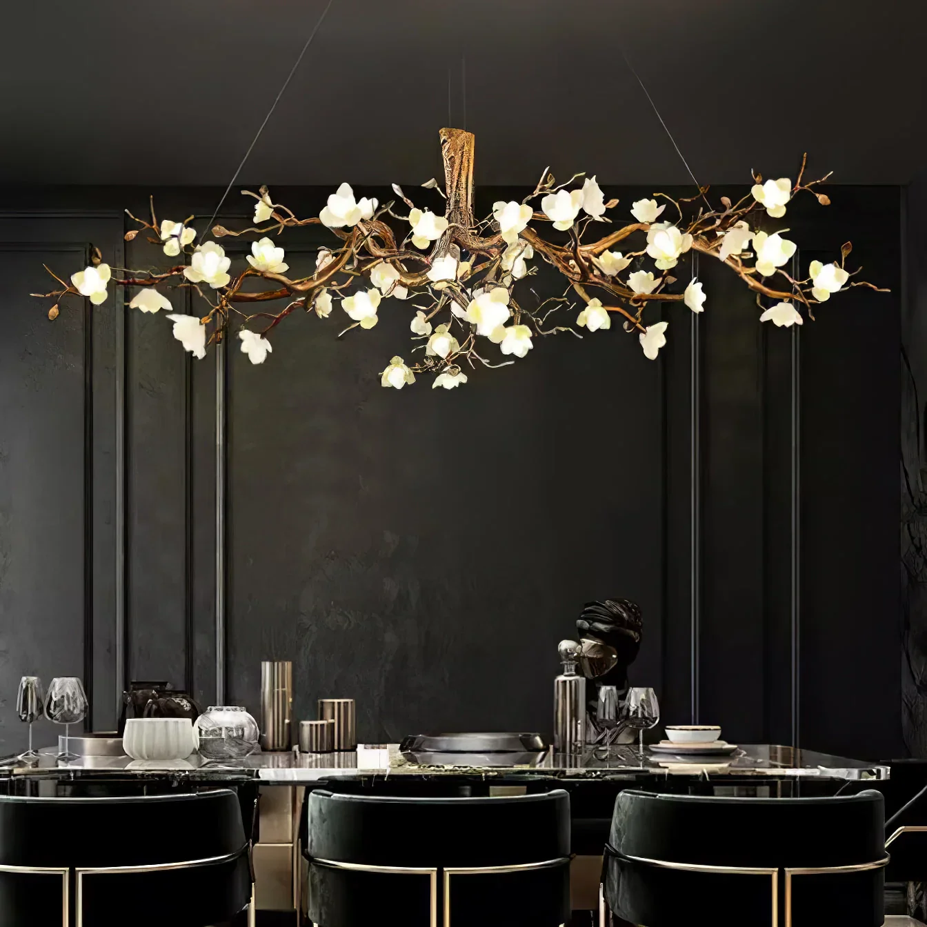Flower Bloom Branch Brass Chandelier - Image 18