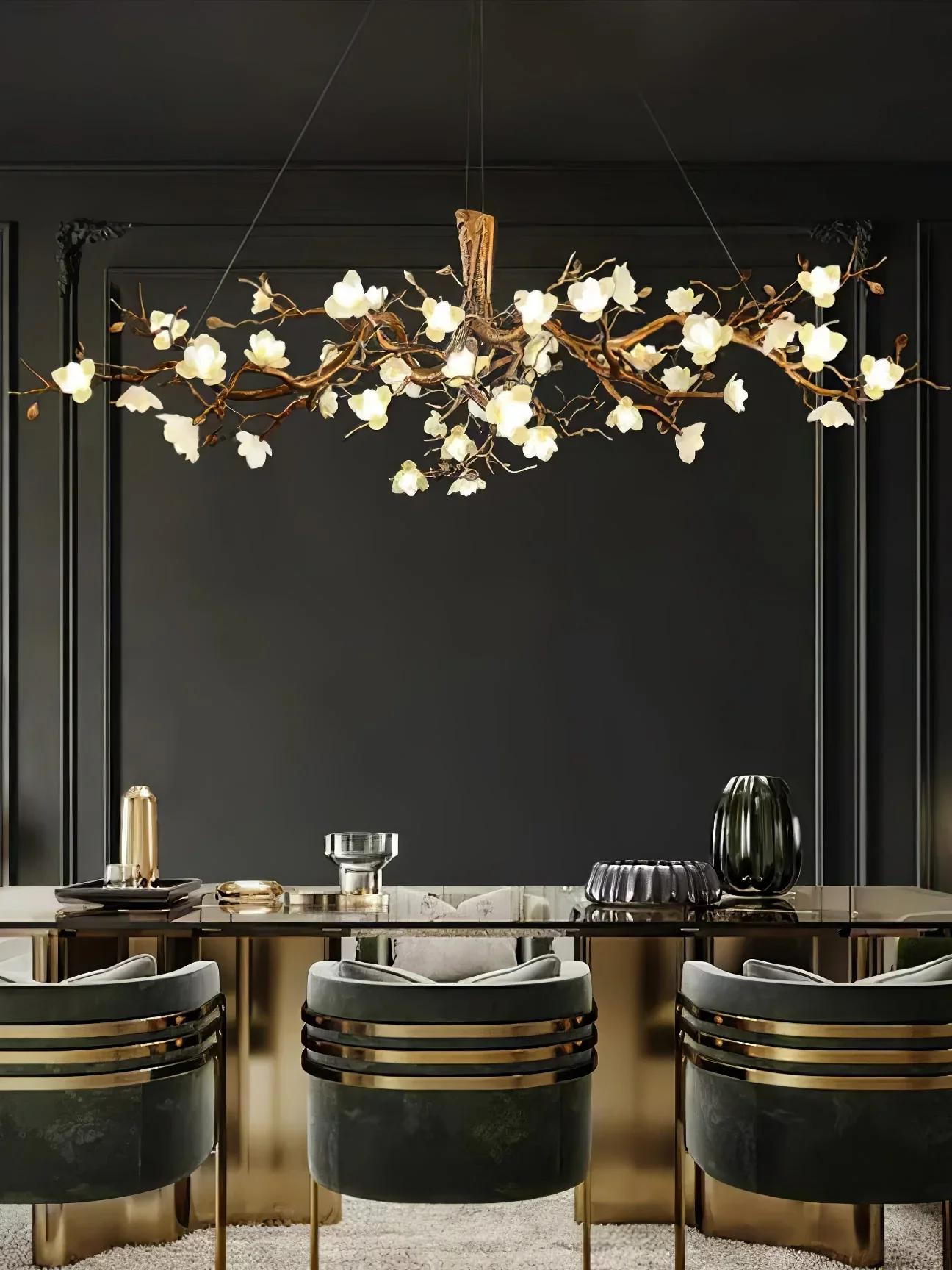 Flower Bloom Branch Brass Chandelier - Image 23