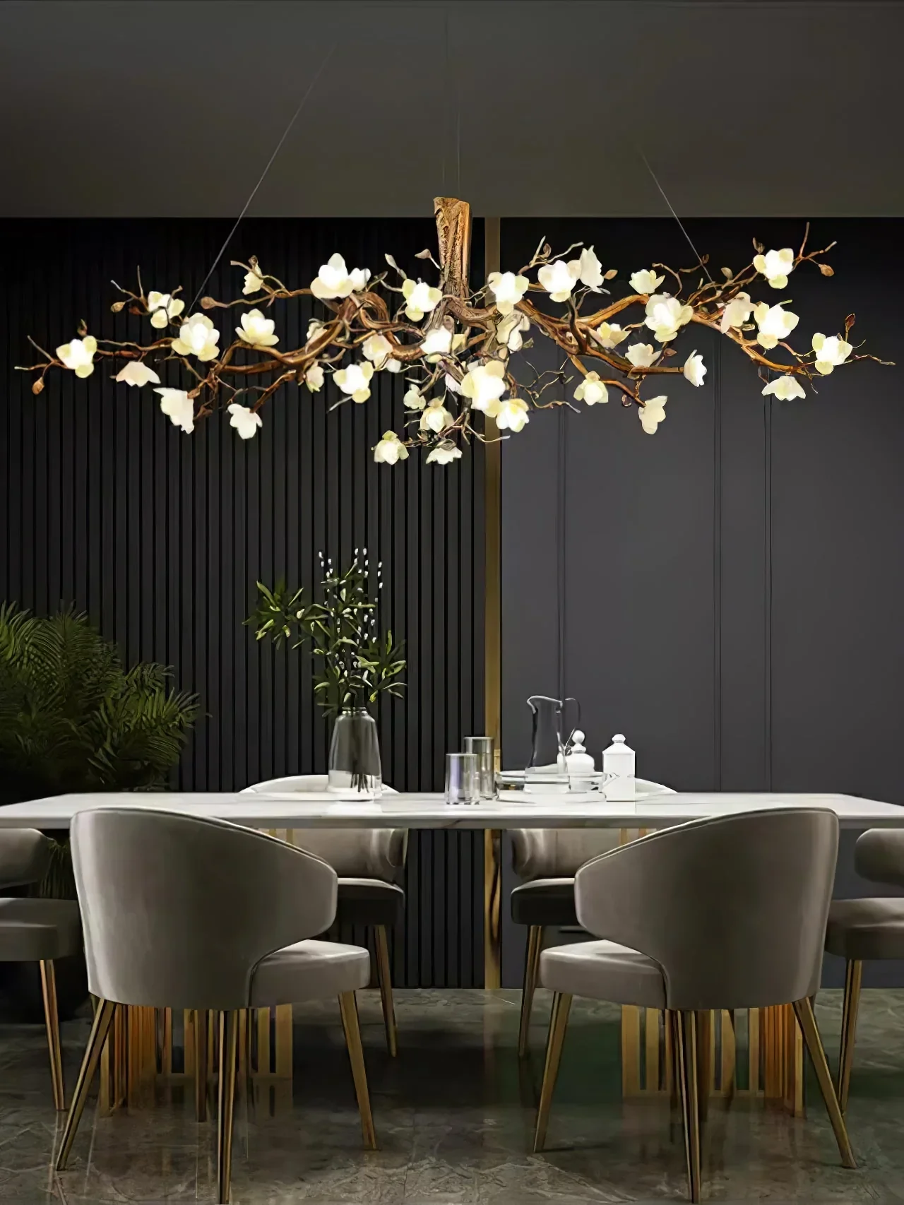 Flower Bloom Branch Brass Chandelier - Image 29