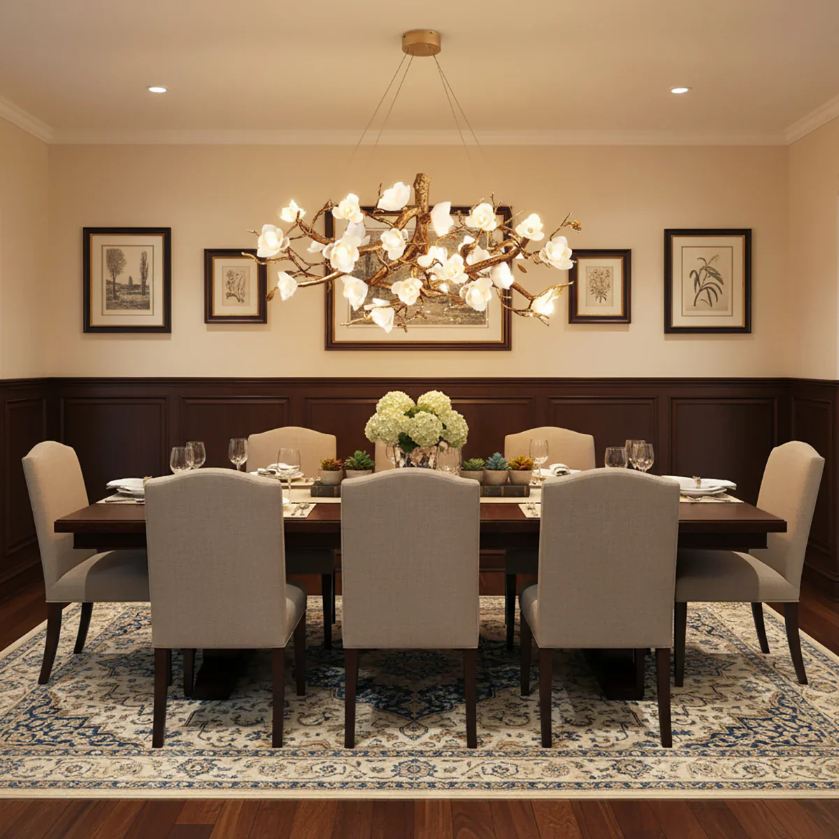 Flower Bloom Branch Brass Chandelier - Image 3