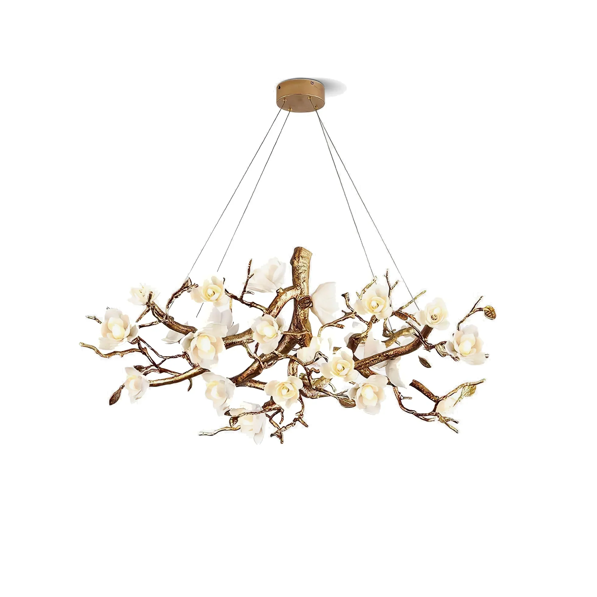 Flower Bloom Branch Brass Chandelier - Image 35