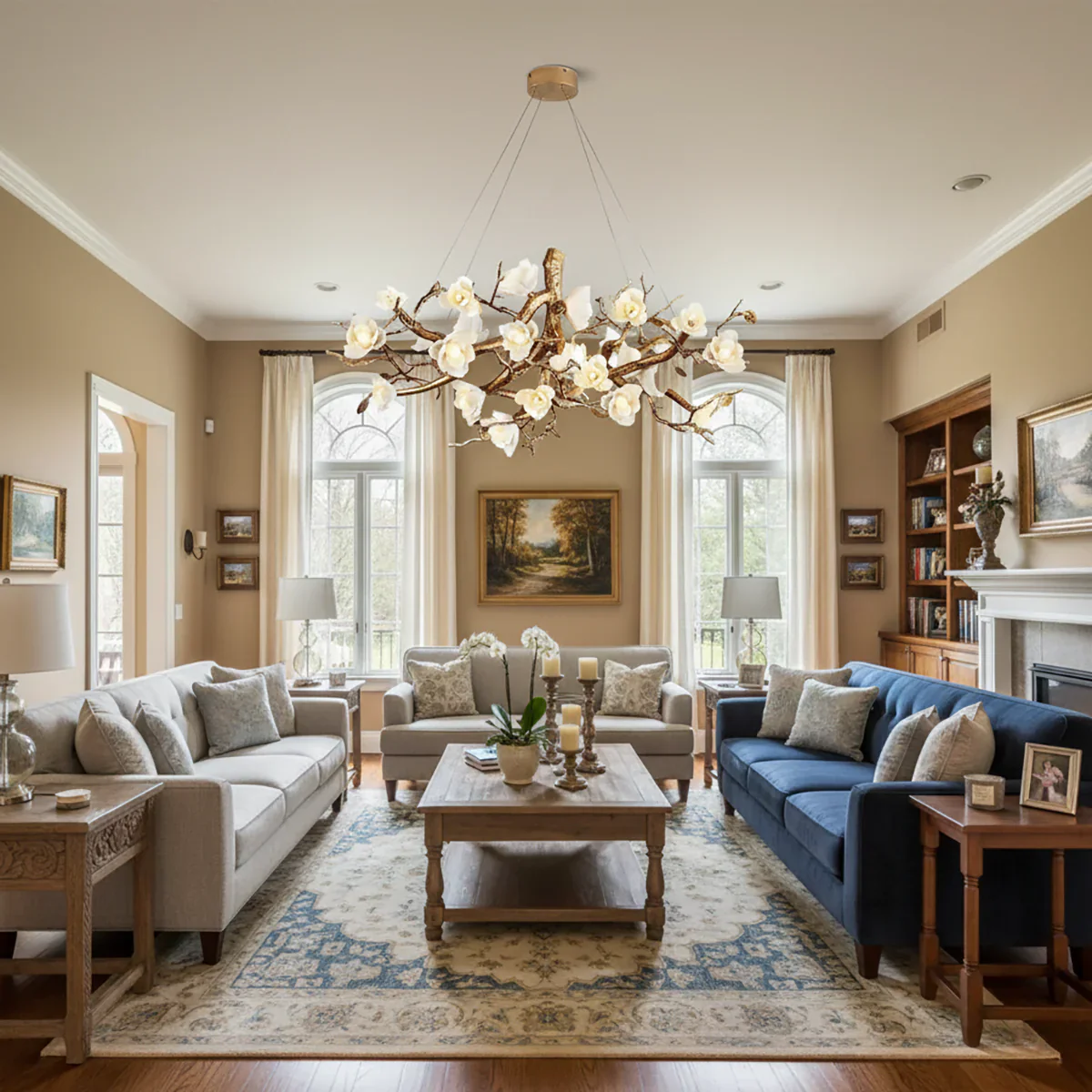 Flower Bloom Branch Brass Chandelier - Image 6