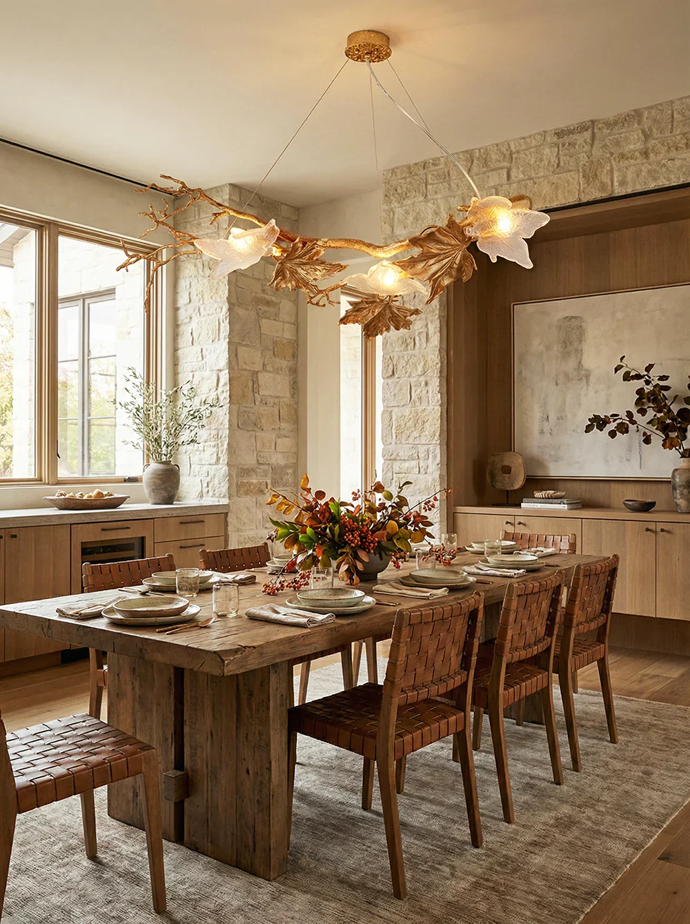 Folio Branch Brass Chandelier - Image 2