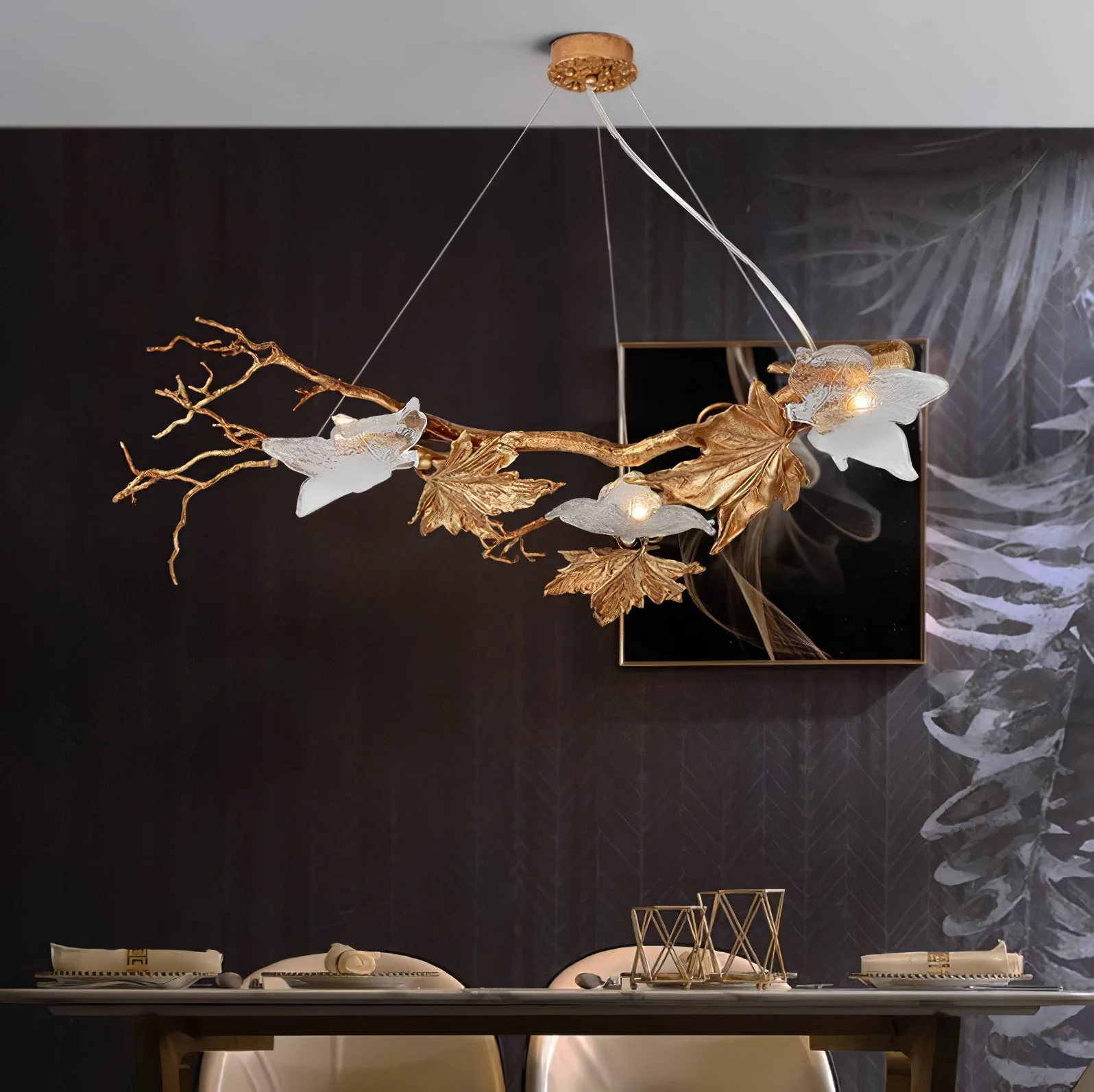 Folio Branch Brass Chandelier - Image 6