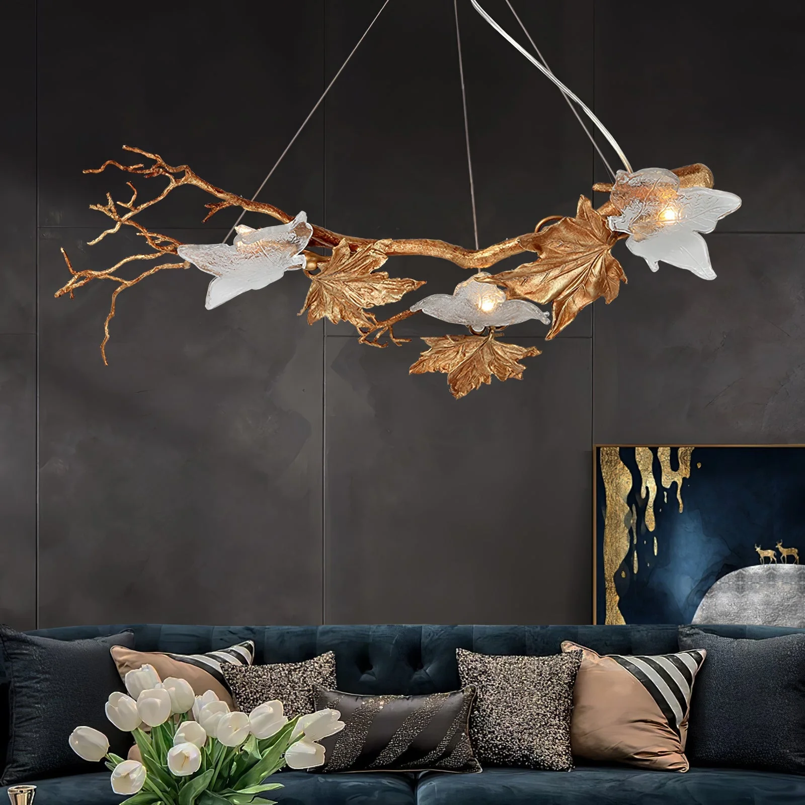 Folio Branch Brass Chandelier - Image 8