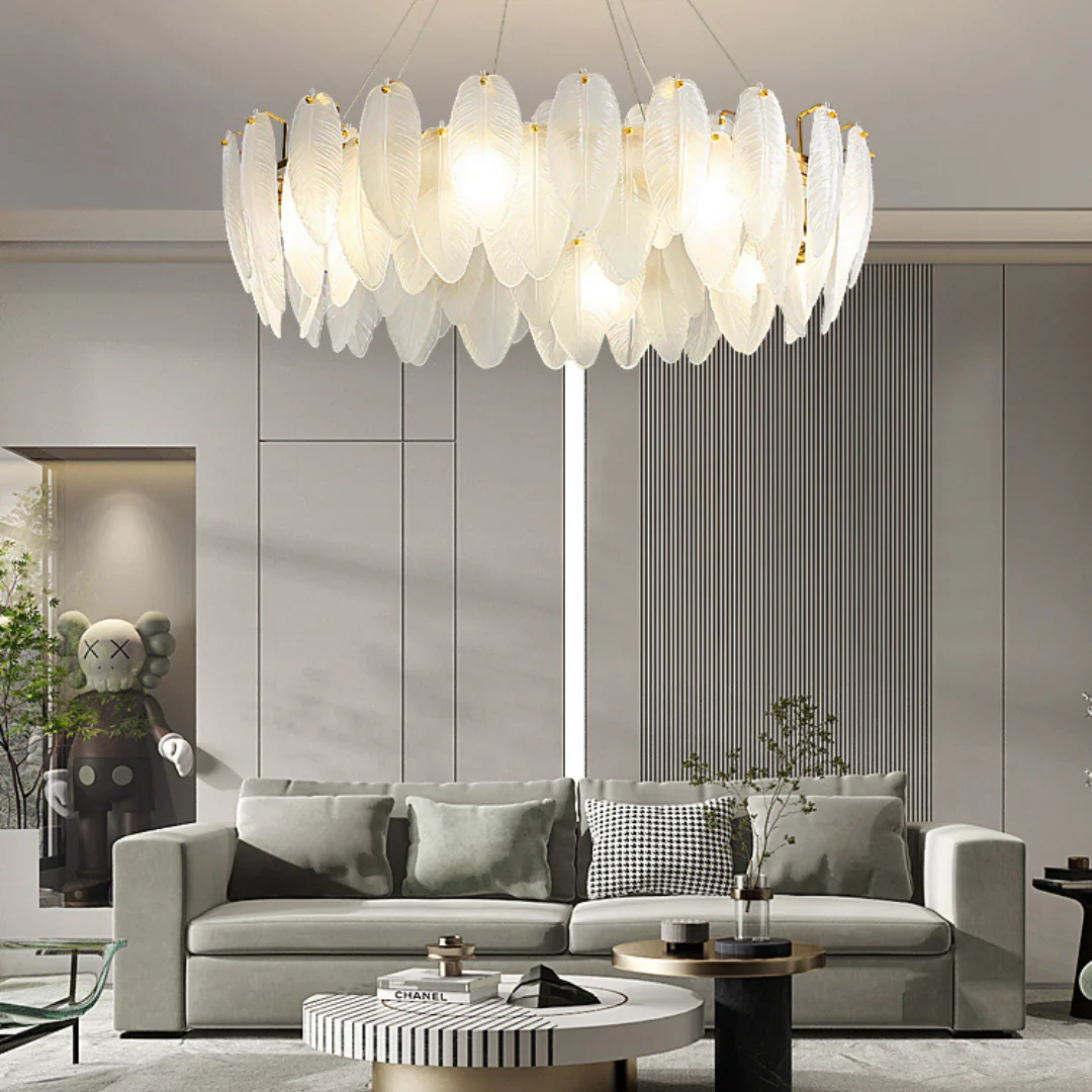 Glass Frosted Feather Chandelier - Image 10