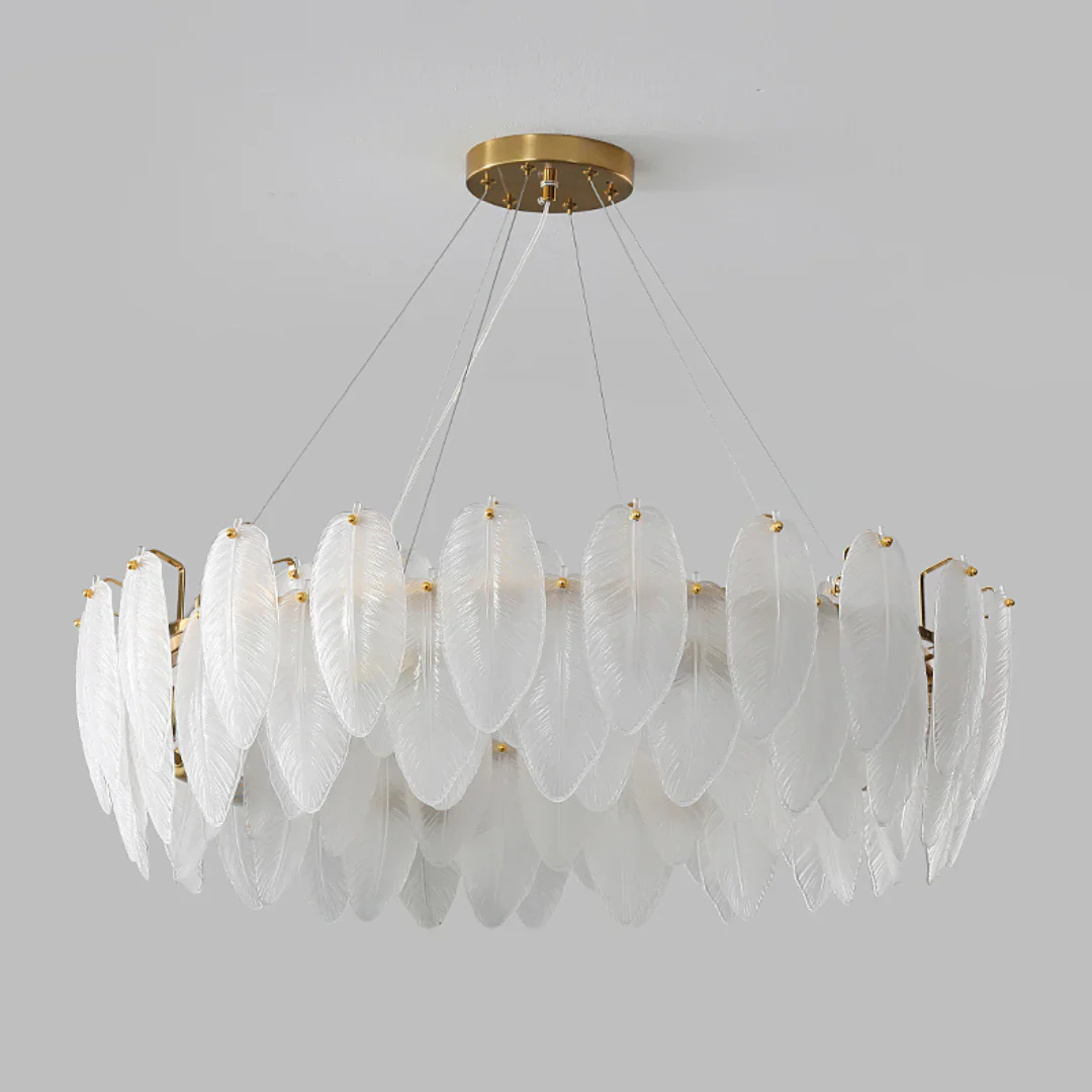 Glass Frosted Feather Chandelier - Image 17