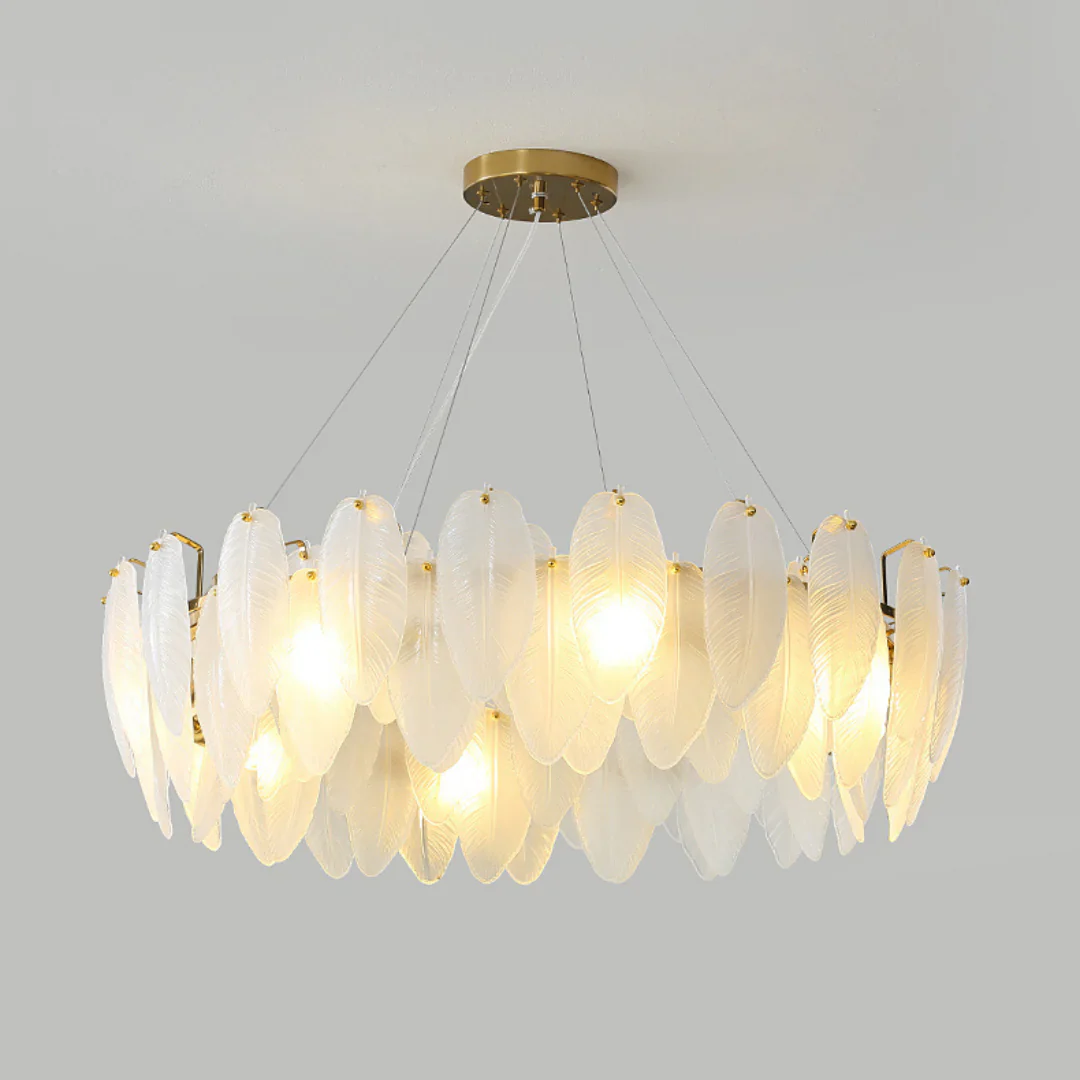 Glass Frosted Feather Chandelier - Image 18