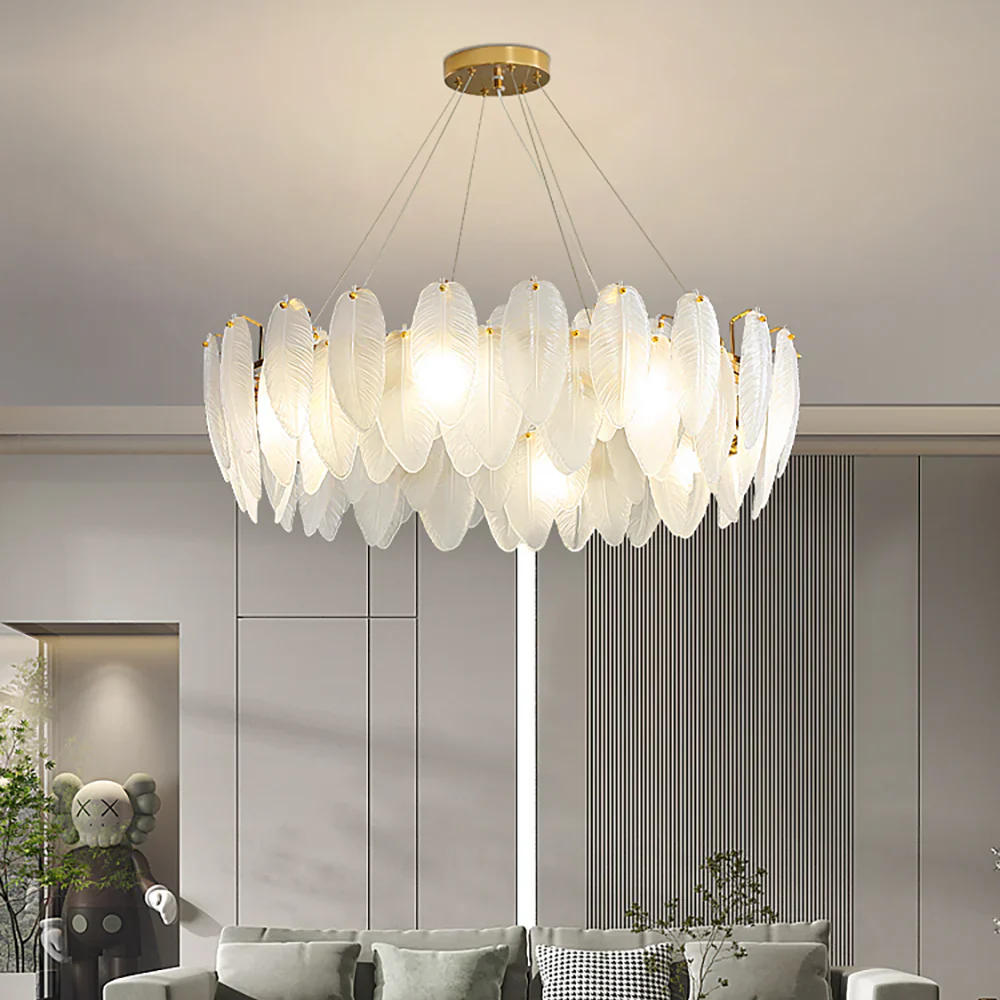 Glass Frosted Feather Chandelier - Image 2