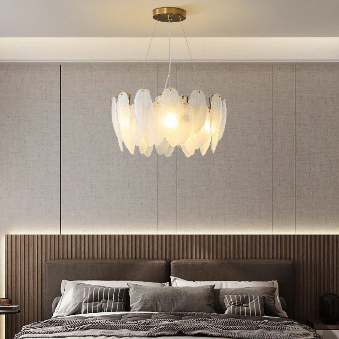 Glass Frosted Feather Chandelier - Image 3