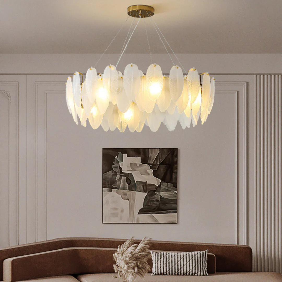 Glass Frosted Feather Chandelier - Image 4