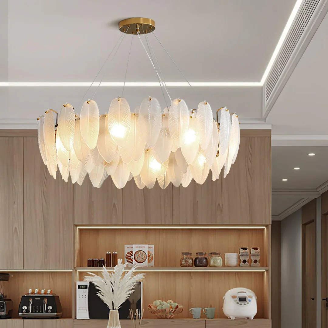 Glass Frosted Feather Chandelier - Image 5