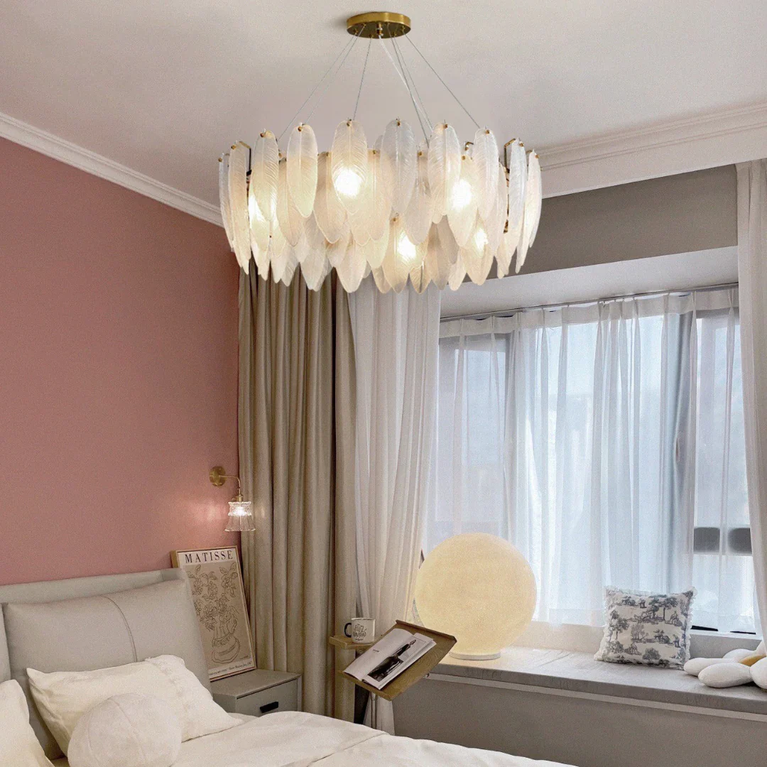 Glass Frosted Feather Chandelier - Image 6