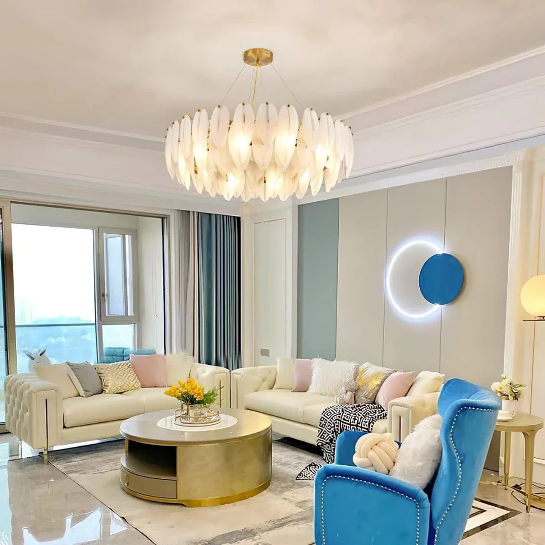 Glass Frosted Feather Chandelier - Image 7