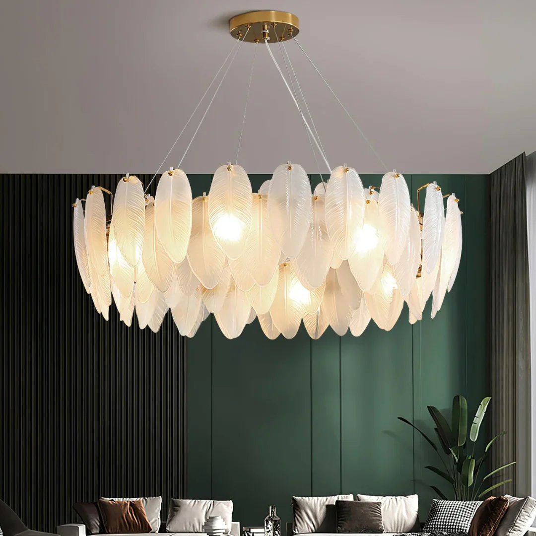 Glass Frosted Feather Chandelier - Image 8
