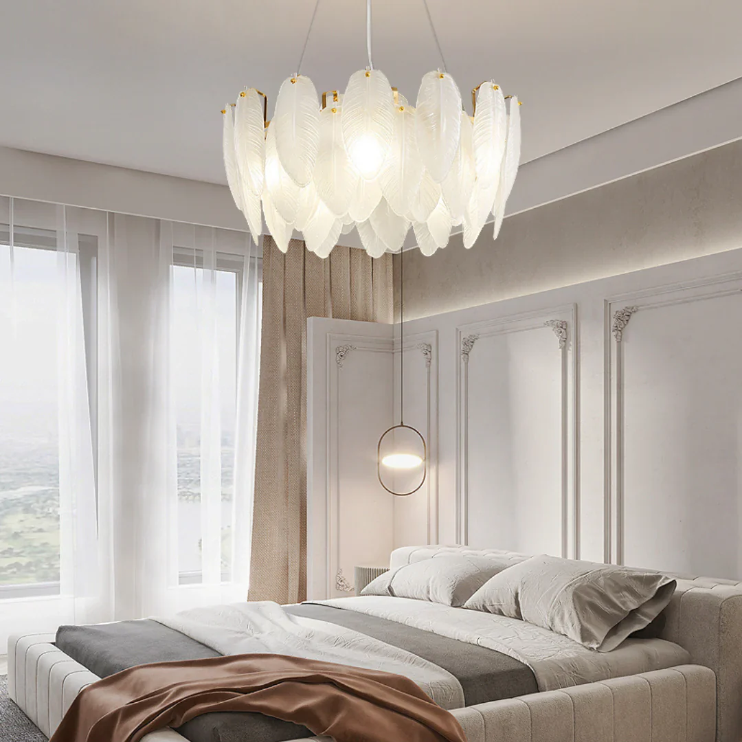 Glass Frosted Feather Chandelier - Image 9