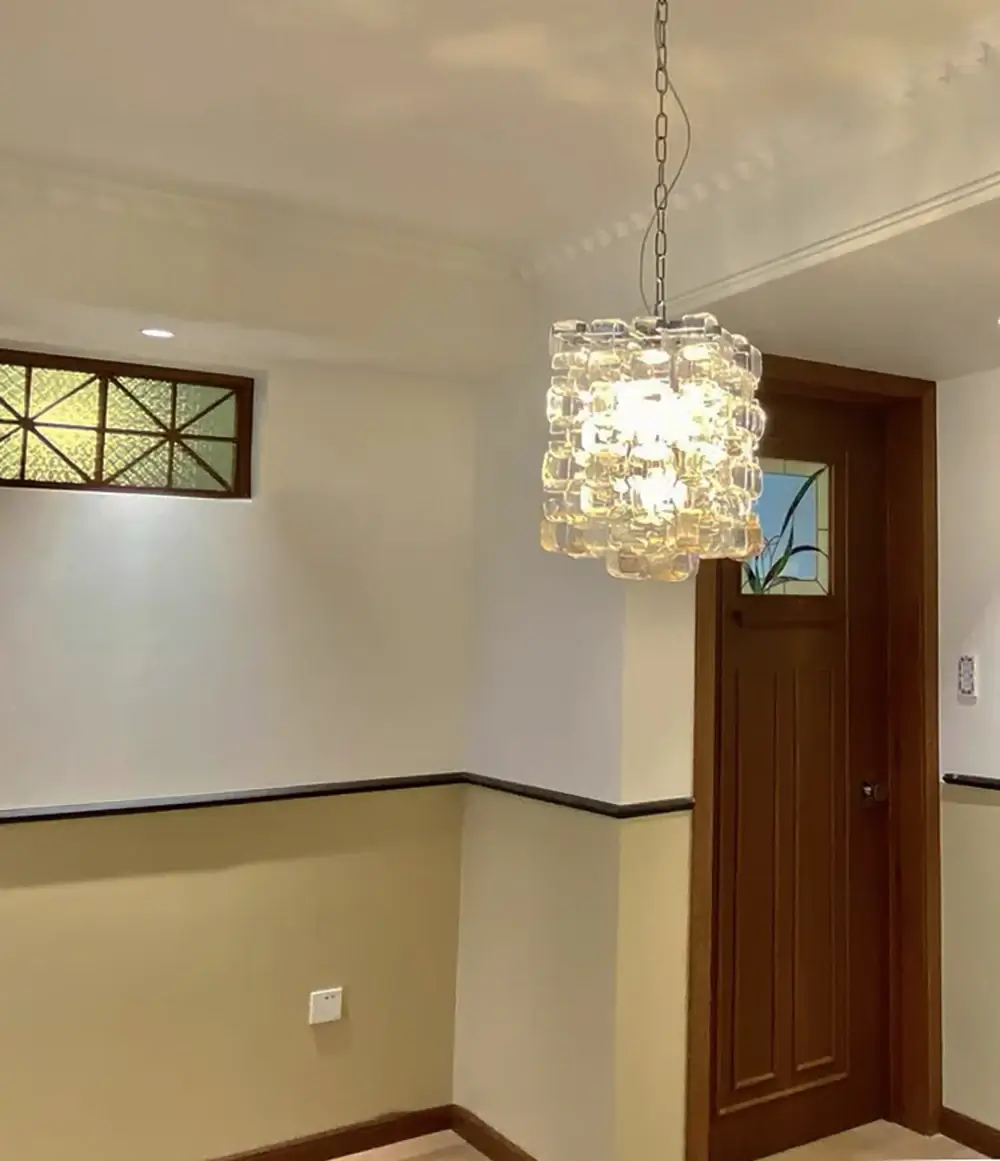 Glass Ice Cubes Transparent Amber Chandelier - Image 3