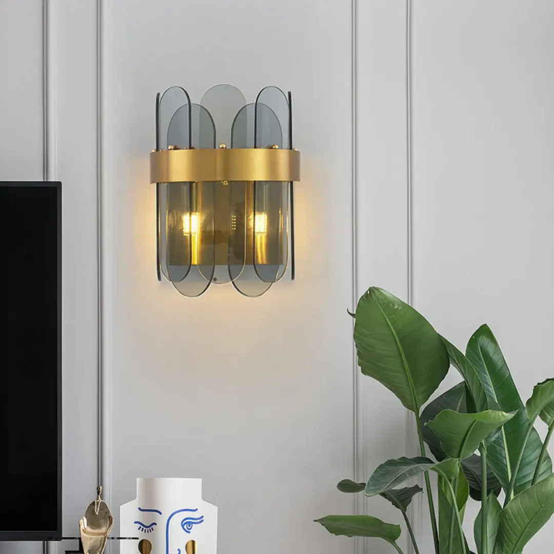 Gold Oval Glass Wall Lamp - Image 10