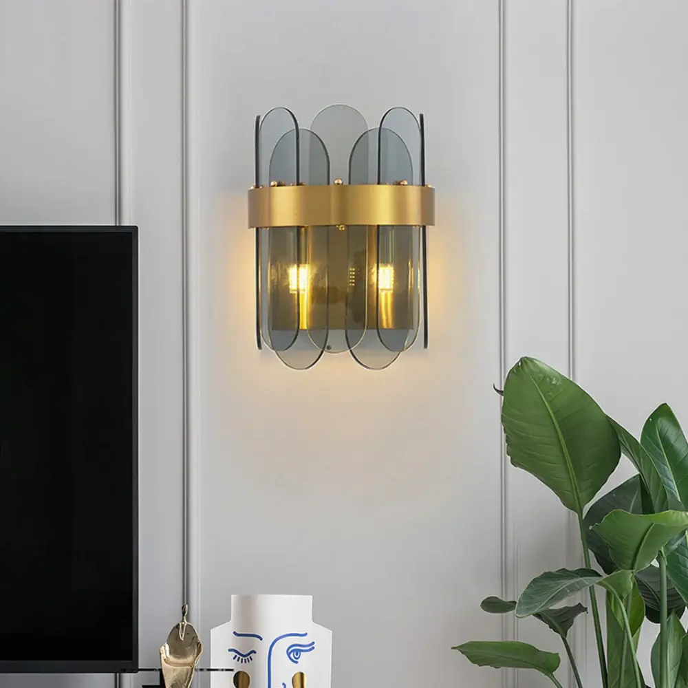 Gold Oval Glass Wall Lamp - Image 2