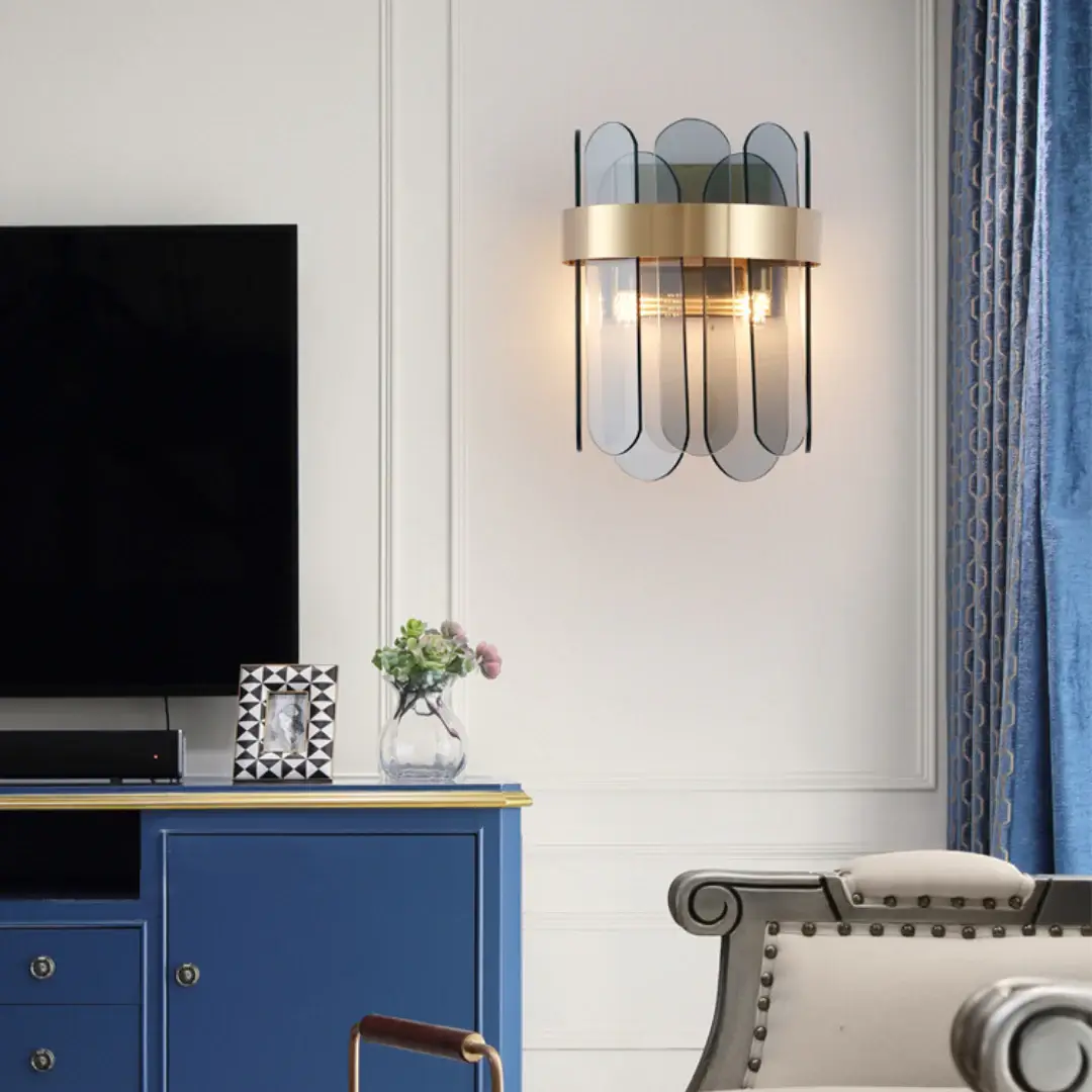 Gold Oval Glass Wall Lamp - Image 9