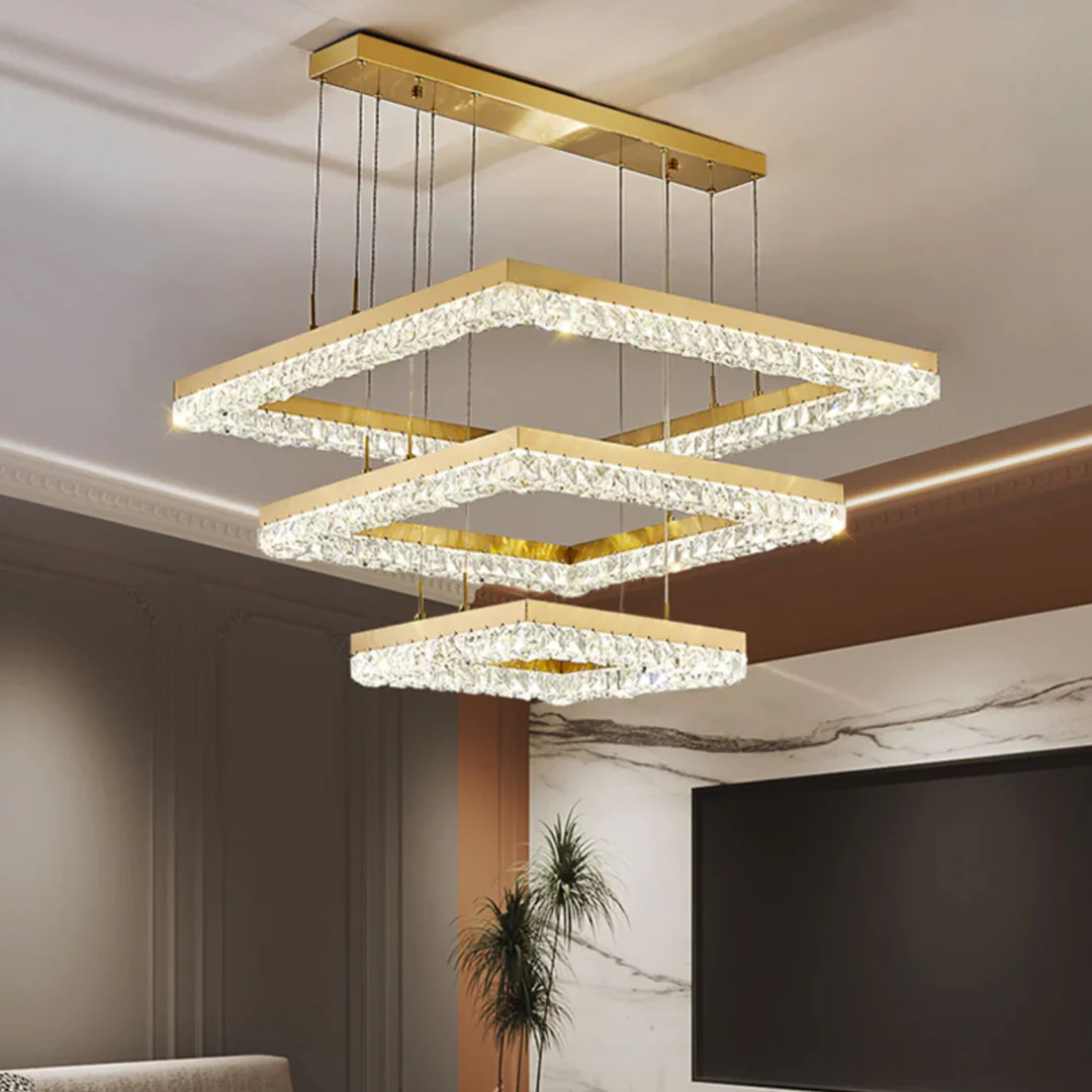 Gold Square Crystal Chandelier - Image 10