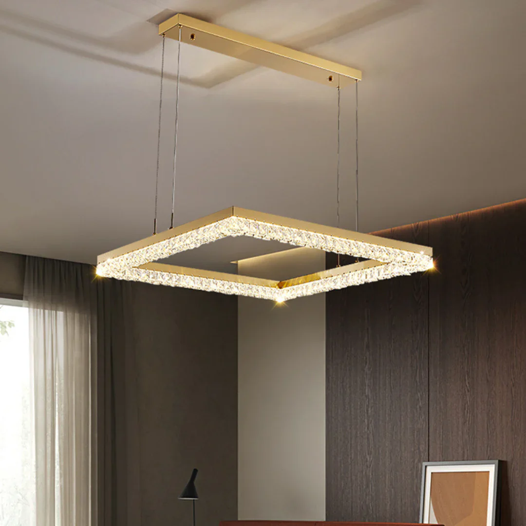 Gold Square Crystal Chandelier - Image 11