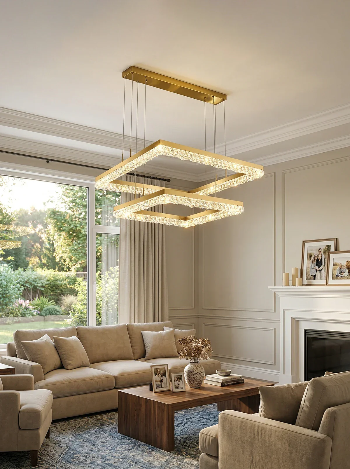 Gold Square Crystal Chandelier - Image 2