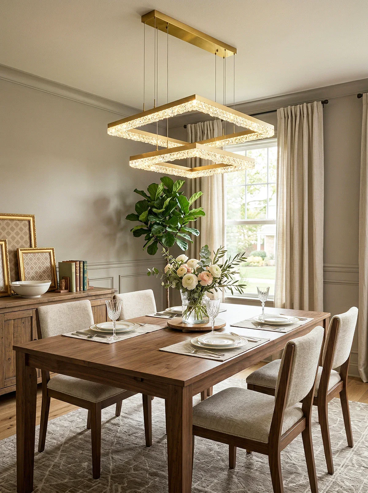 Gold Square Crystal Chandelier - Image 3