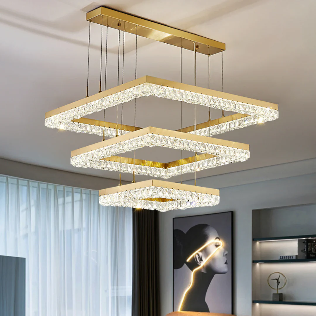 Gold Square Crystal Chandelier - Image 9